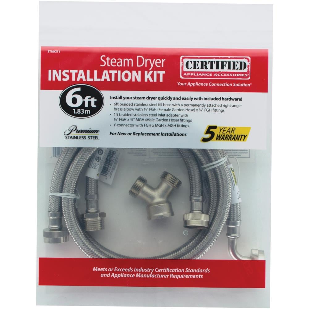 Certified Appliance STMKIT1 Braided Stainless Steel Steam Dryer Installation Kit for sale online