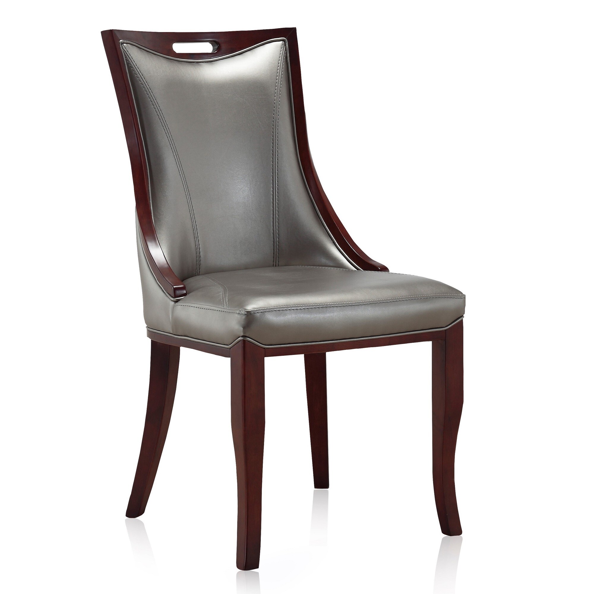 silver faux leather dining chairs