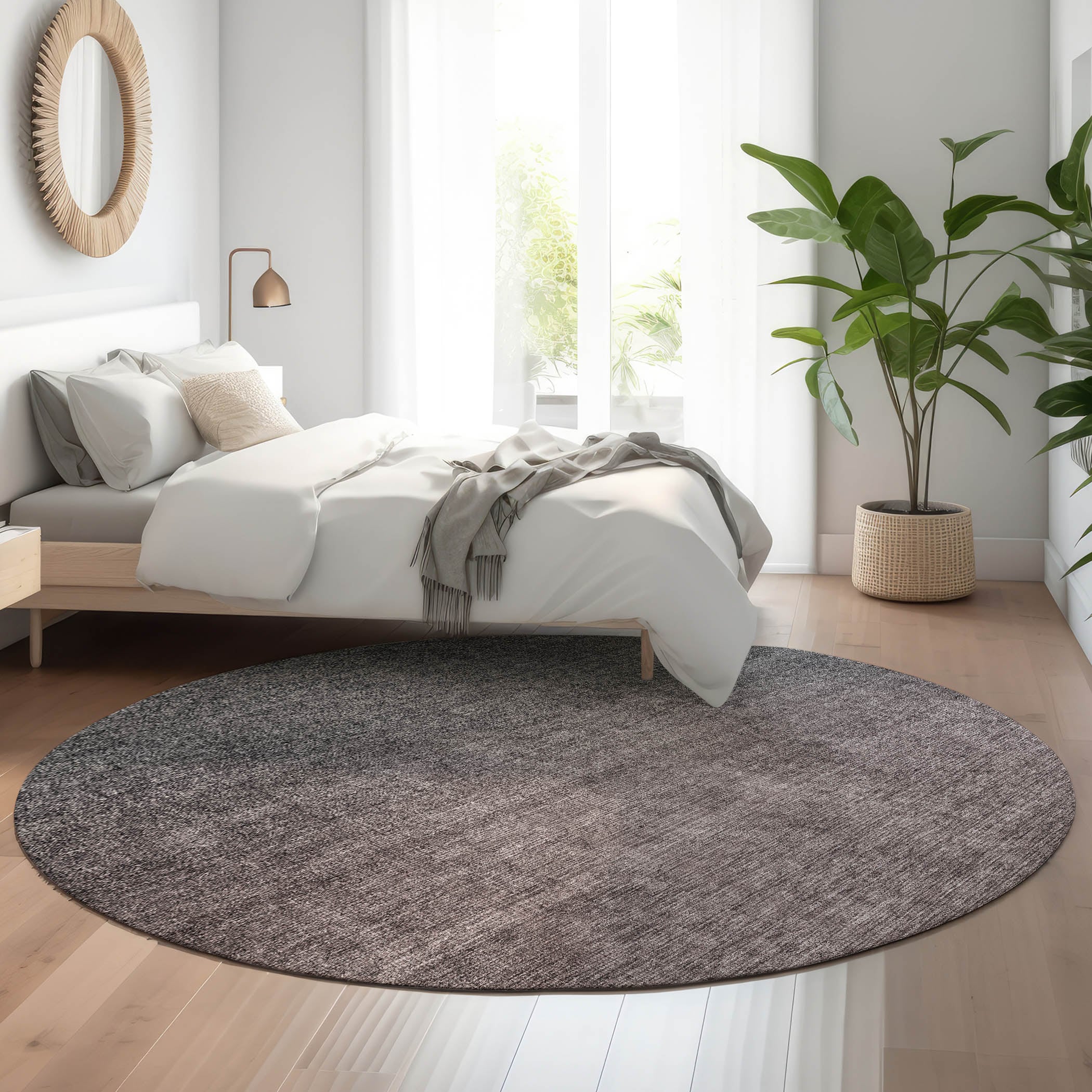 Addison Rugs AMF587GY8RO Mayfield AMF587GY 8 x 8 (ft) Loomed Polyester Gray Round Indoor Geometric Machine washable Area rug