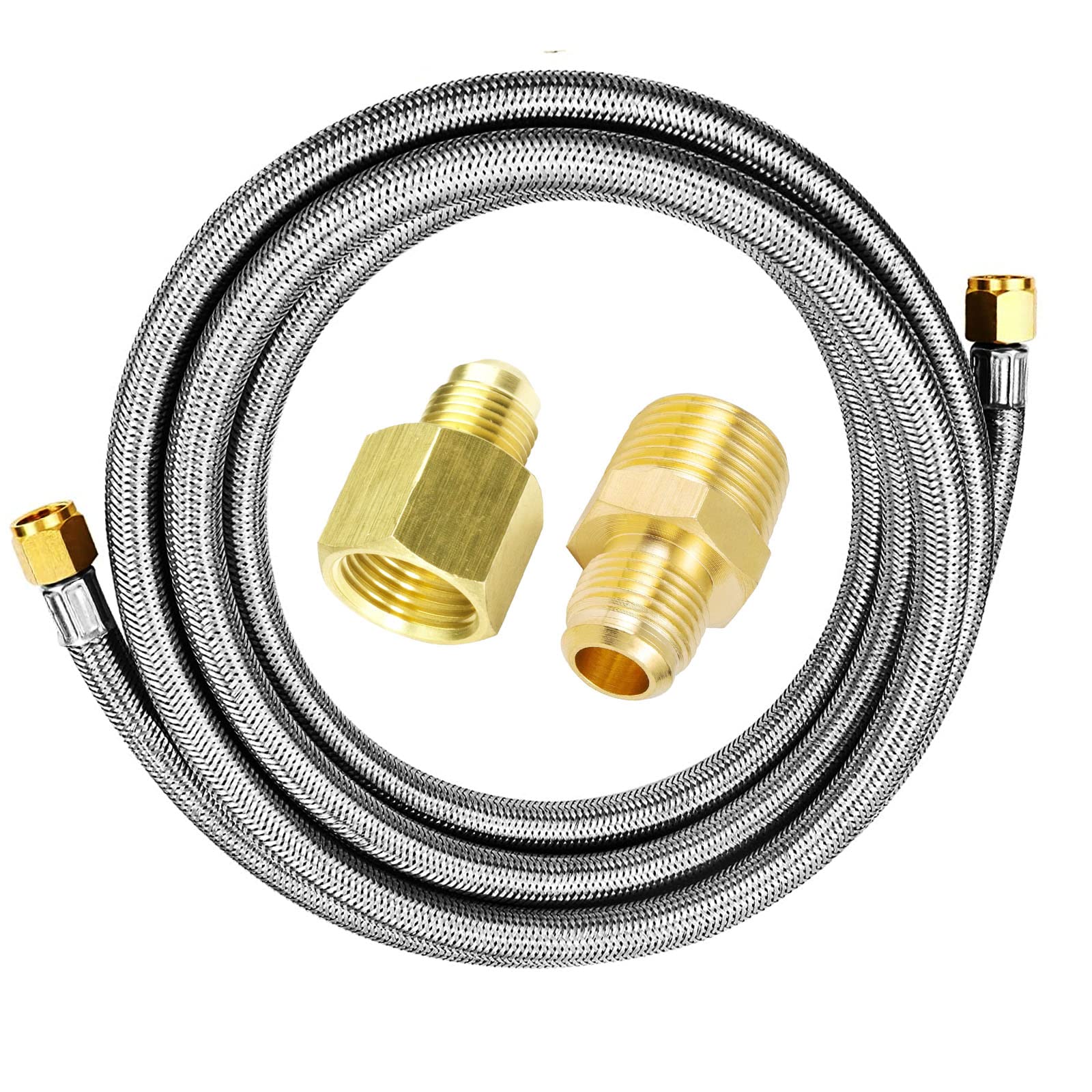CYIKE 16 Feet Stainless Steel Braided Propane Hose with 3/8 Female Flare Thread Connectors for BBQ Grill and Gas Appliance Extension #LCY0811E223