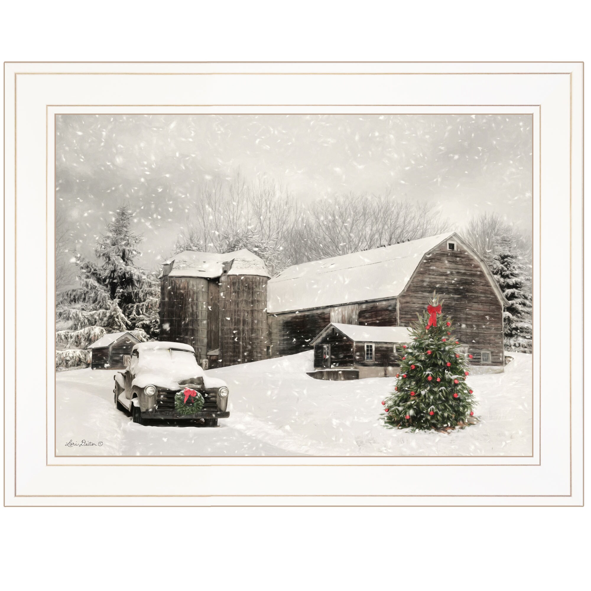LUXEYARD Decor 4U Farmhouse Christmas Framed Wall Art Lori Deiter