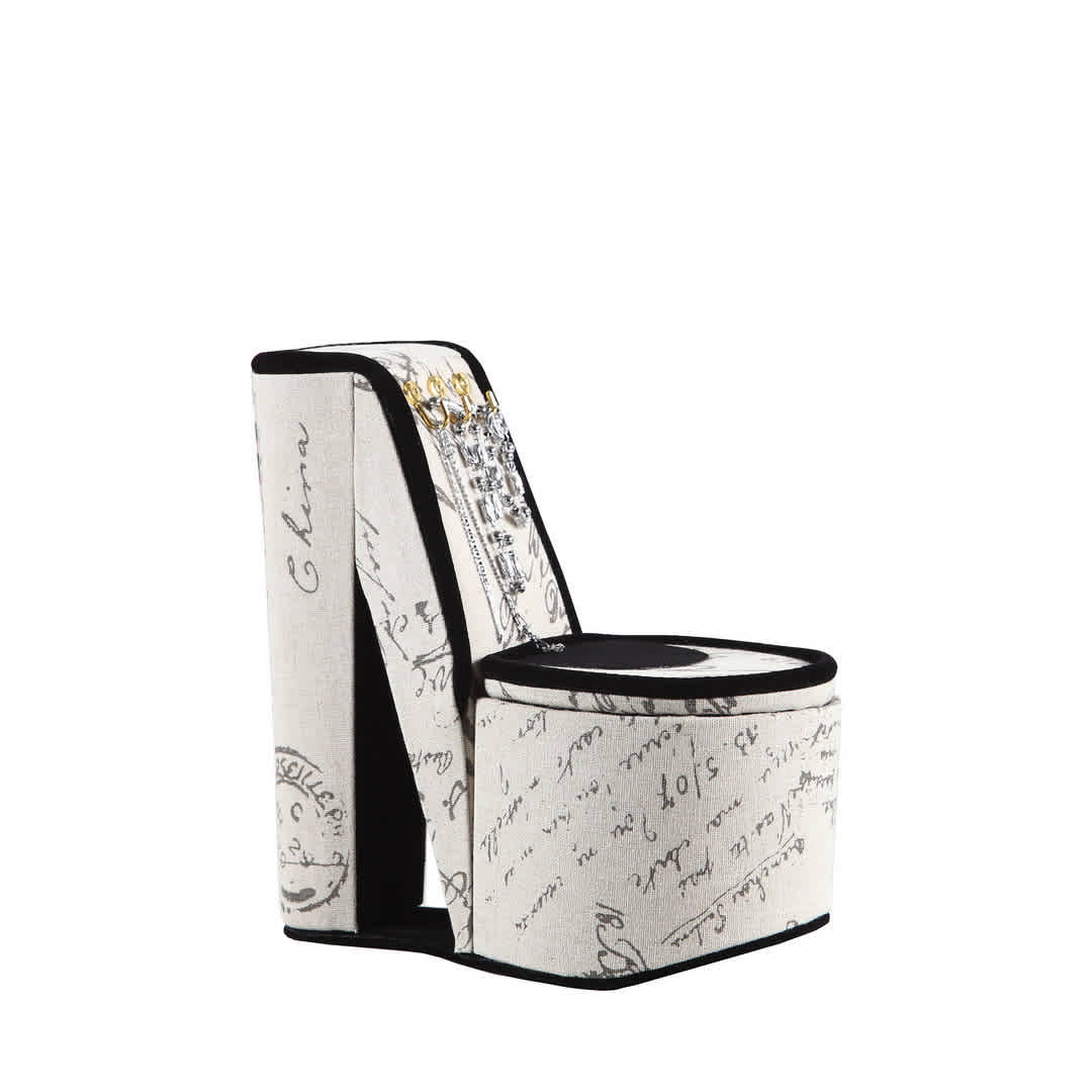 Rbied NDLJ-94 9 in Tall Display Jewelry Box with Hooks High Heel Shoe Design Stencil Letter Print