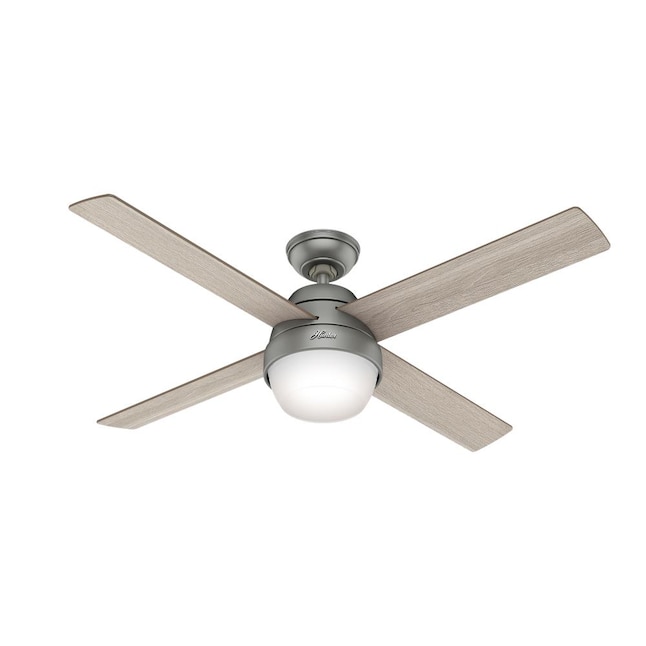 Hunter Marietta Led 52 In Matte Silver Indoor Ceiling Fan With Light Remote 4 Blade The Fans Department At Com - Why Does My Ceiling Fan Light Randomly Turn On