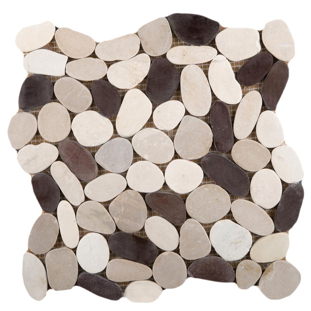 Emser M18VENEGE1212MF Flat Venetian Pebble 11-Pack Gelato Natural Stone Border Tile (12-in x 12-in)