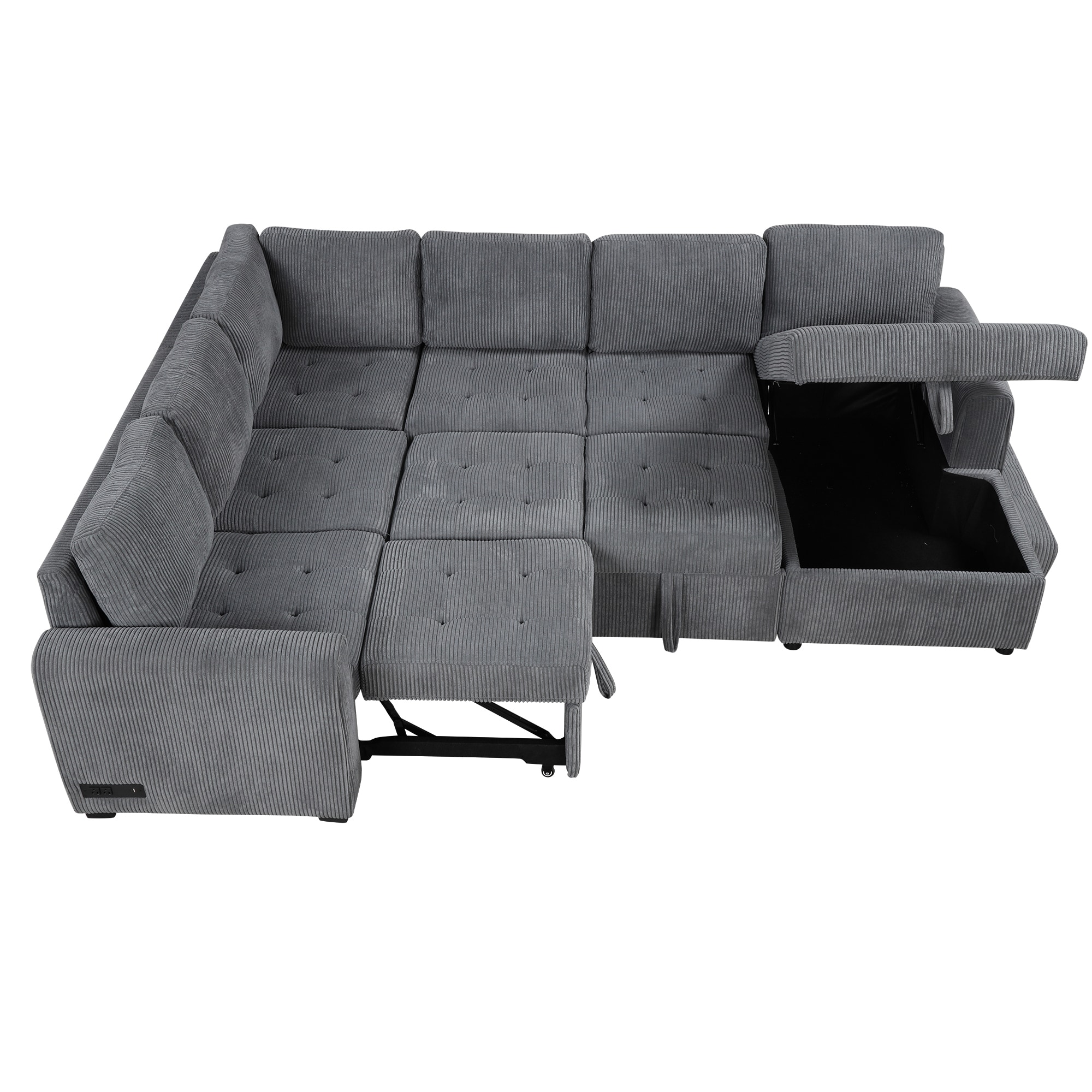 Bybafun YA3700487 107.5-Inches Modern Gray 5 -seater Reclining Sleeper