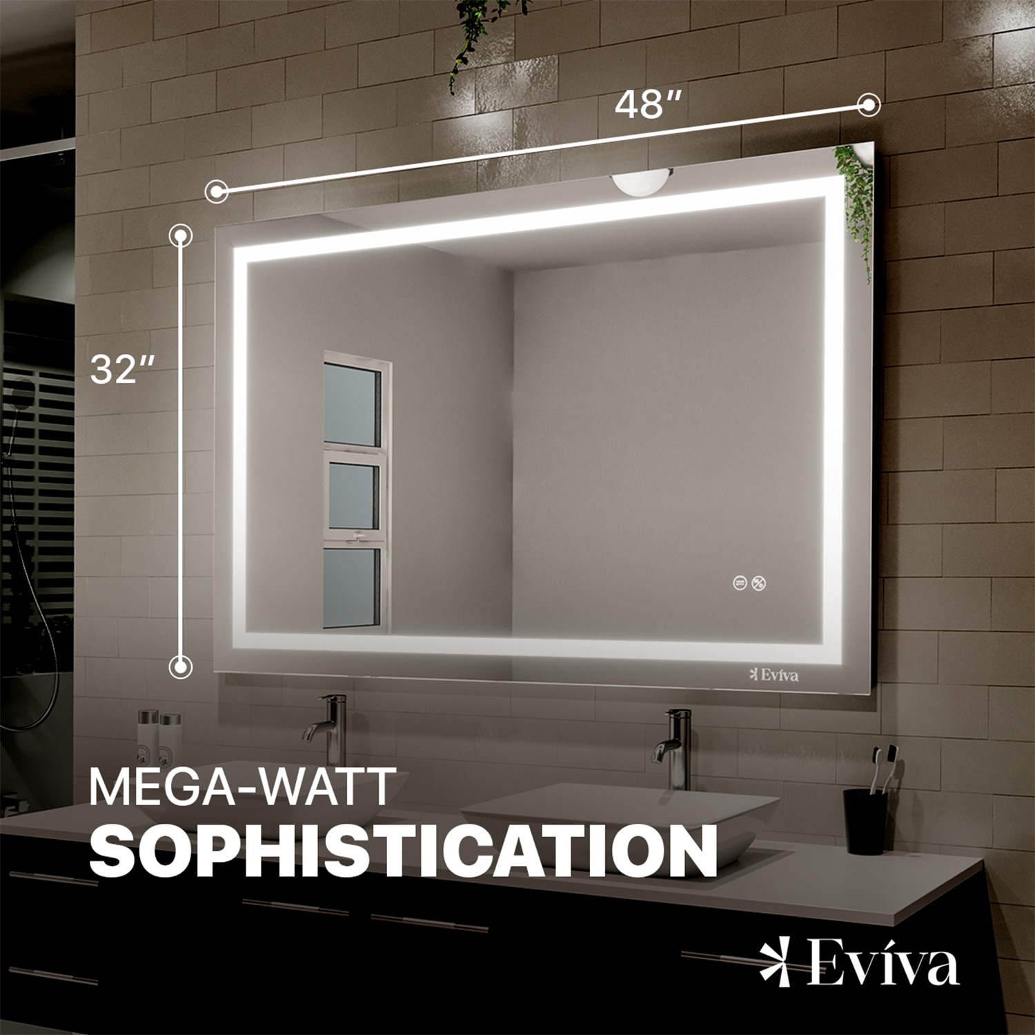 Eviva EVMR101-48X32-LED Framed-Bath-Mirrors - View #2