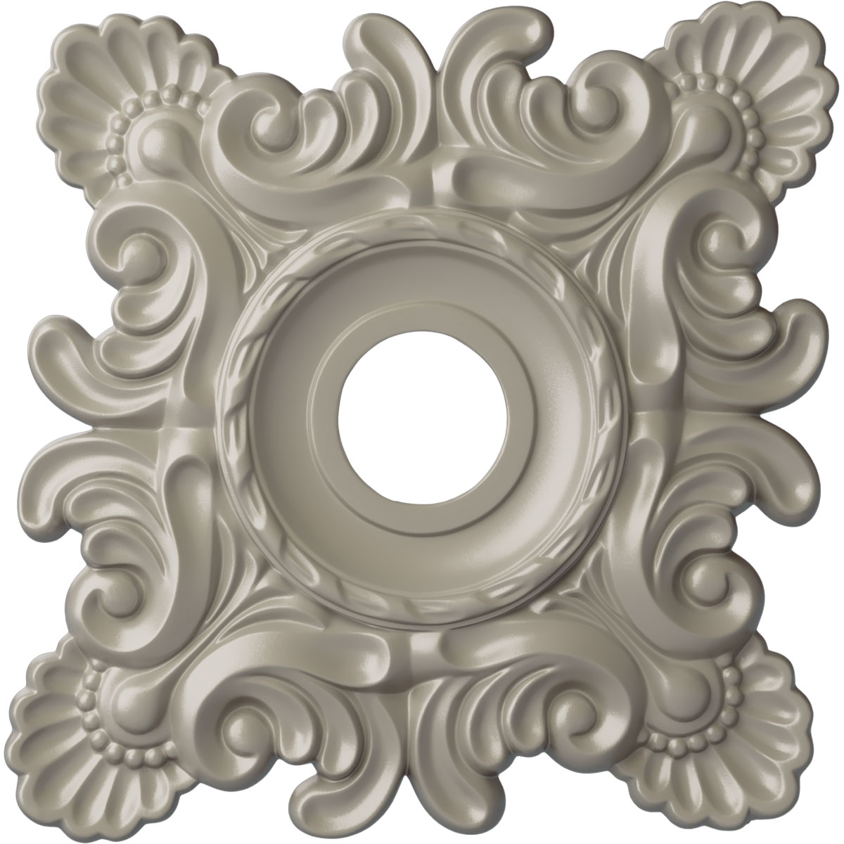 Ekena Millwork CM18CRPWS Crawley 18-in W x 18-in L Painted Pearl White Polyurethane Whole Ceiling Medallion