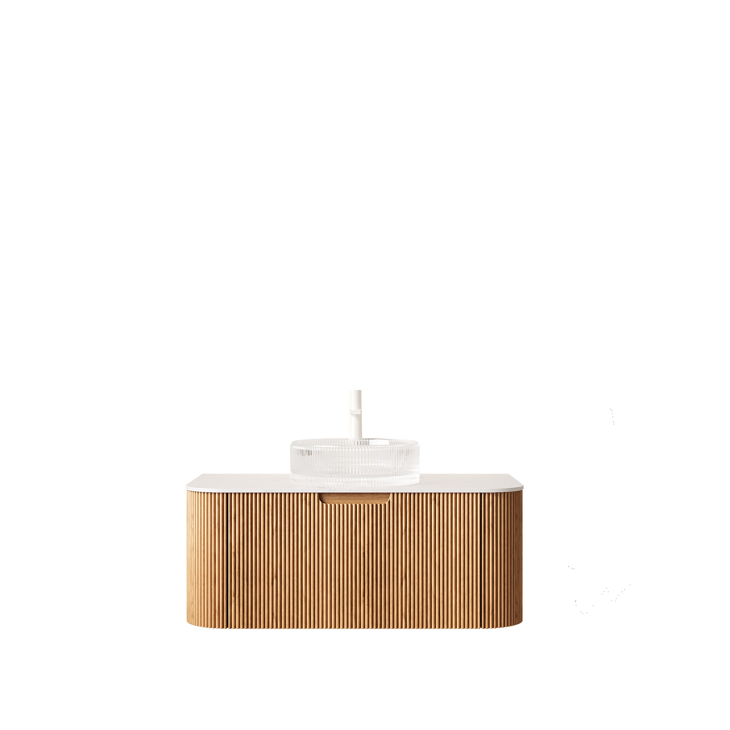 Vynxaria 36-in Natural Wood Single Sink Floating Bathroom Vanity with ...