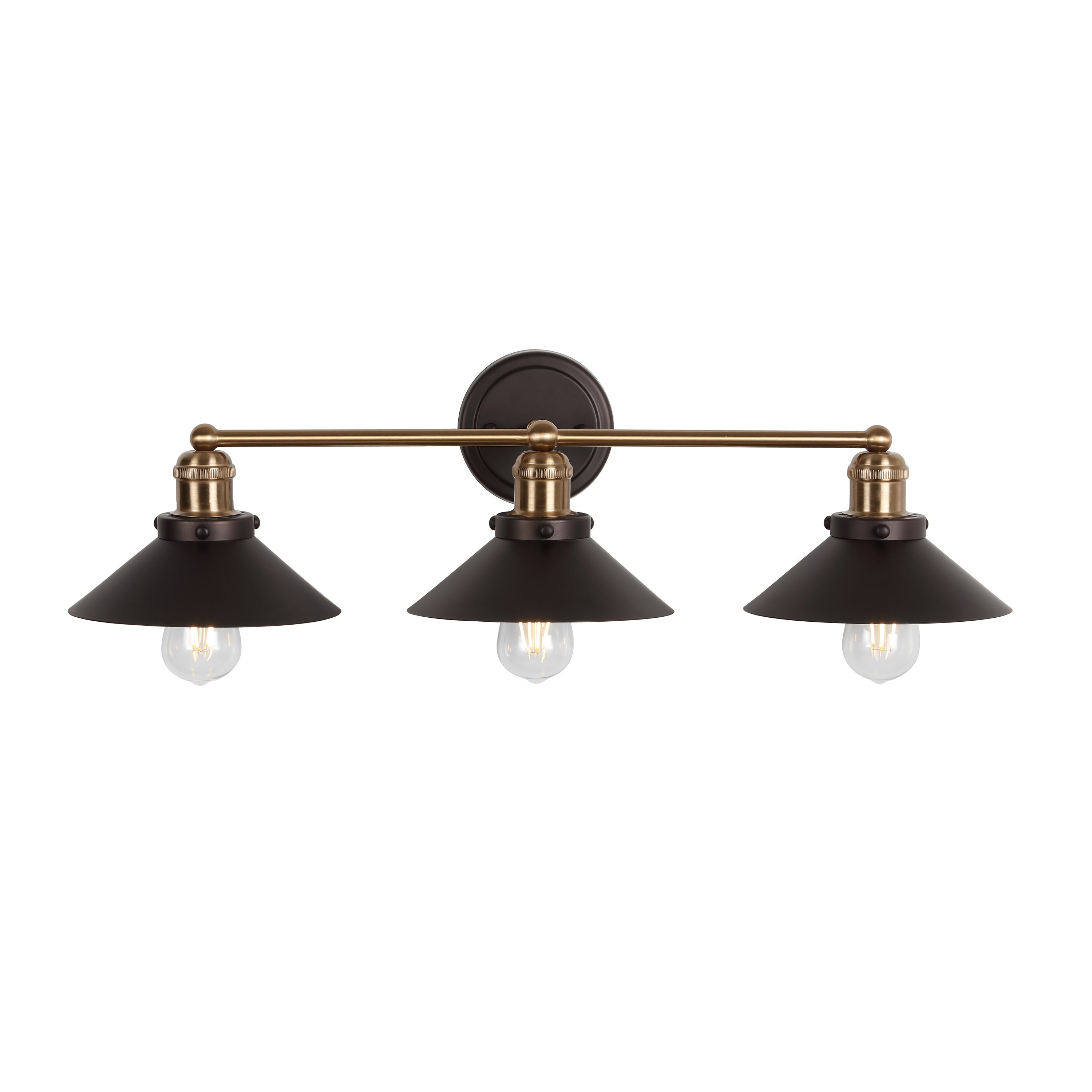 Elegant Oil Rubbed Bronze & Brass 3-Light Vanity Wall Fixture