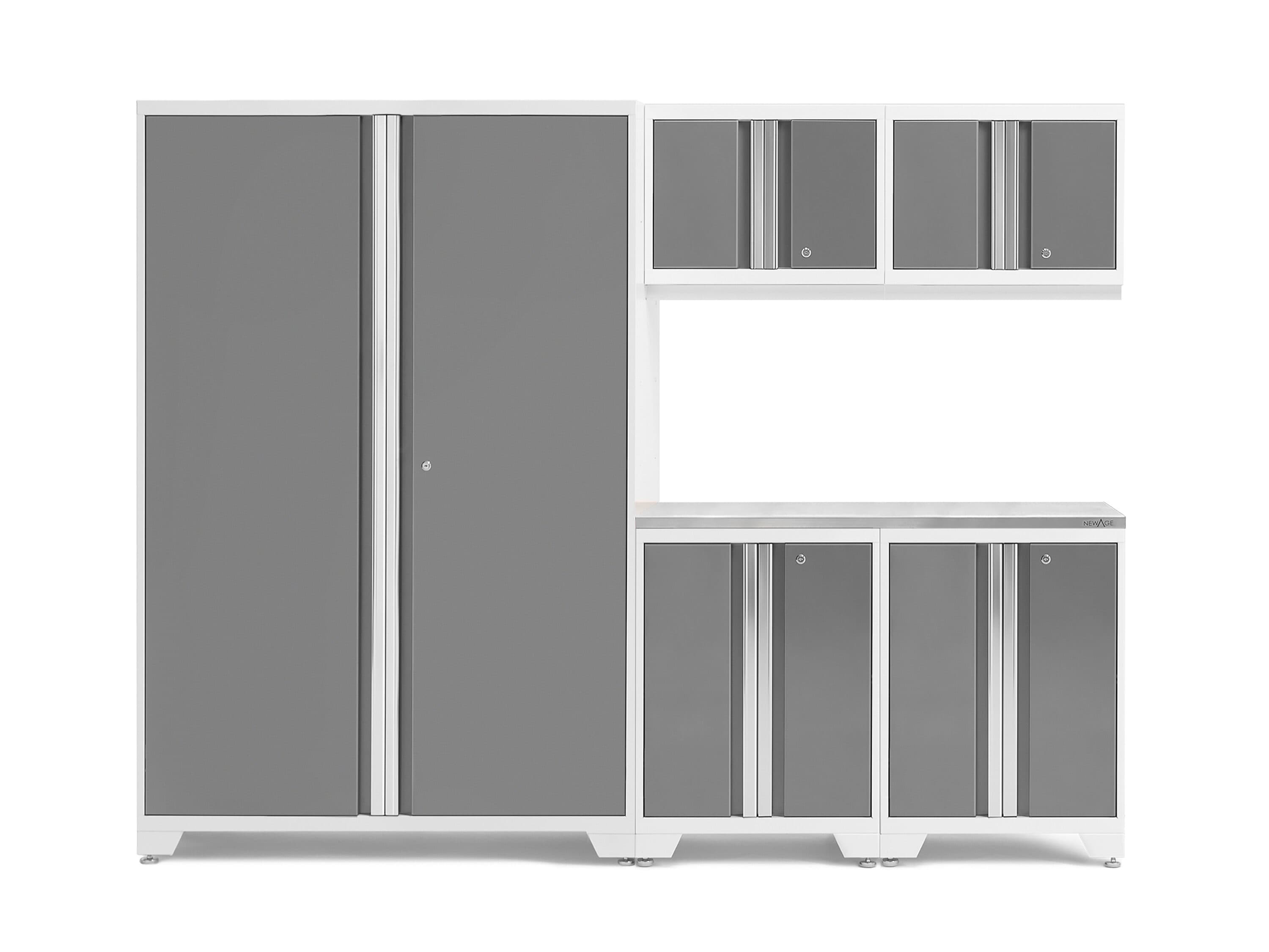 NewAge Products 55241 96-in W x 76.75-in H x 18-in D 5 -Cabinets Steel Platinum Garage Storage System