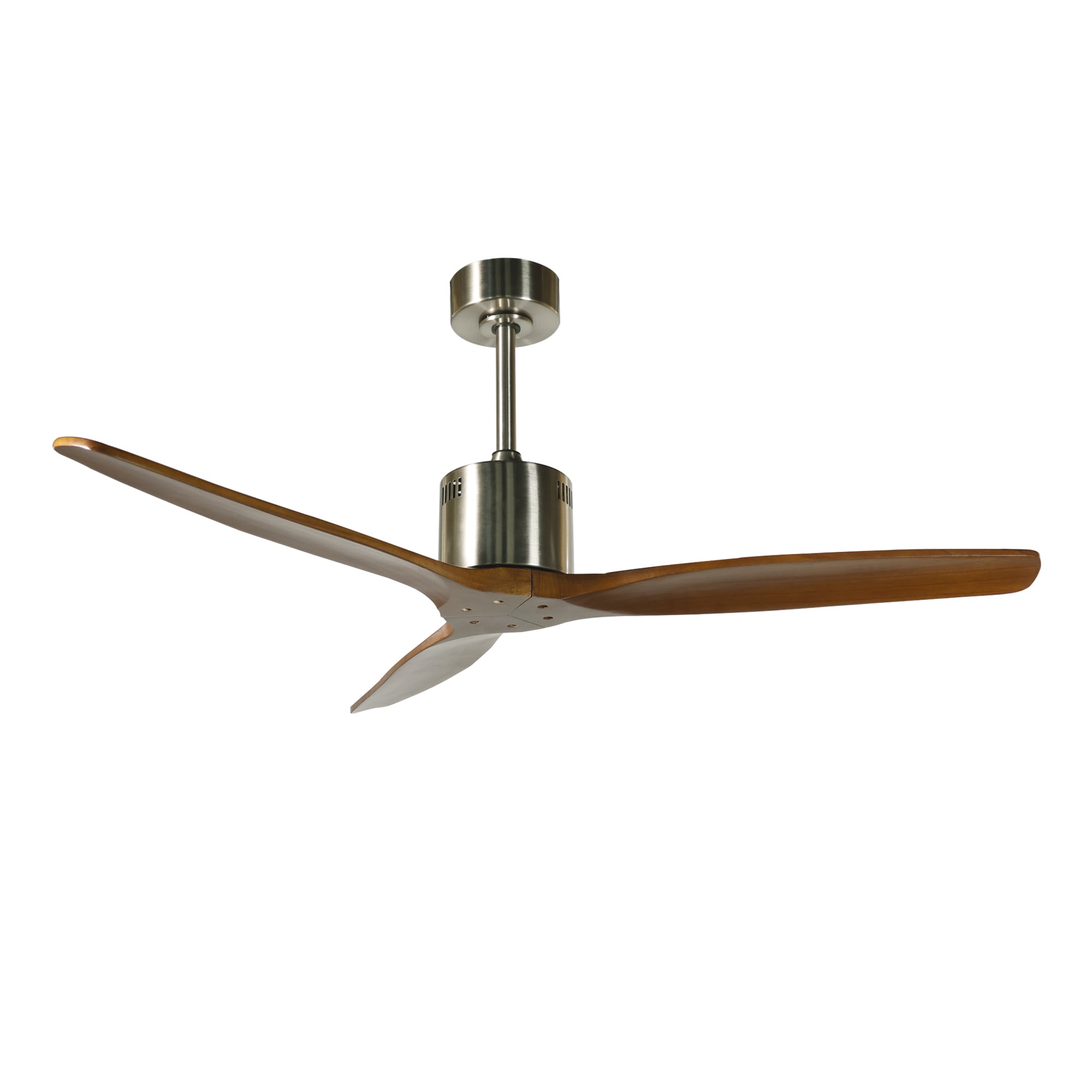 ExBrite DICF0002 Contemporary Style 52-Inches Nickel with Indoor/Outdoor Downrod mount Propeller Ceiling Fan and Remote ( 3 -Blade)