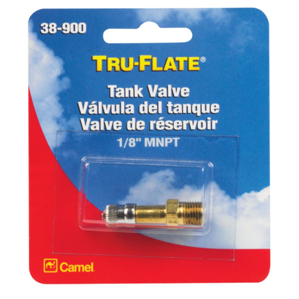 TRU-FLATE Tru Flate Brass Tank Valve 1/8 in MNPT Male 200 psi #38-900
