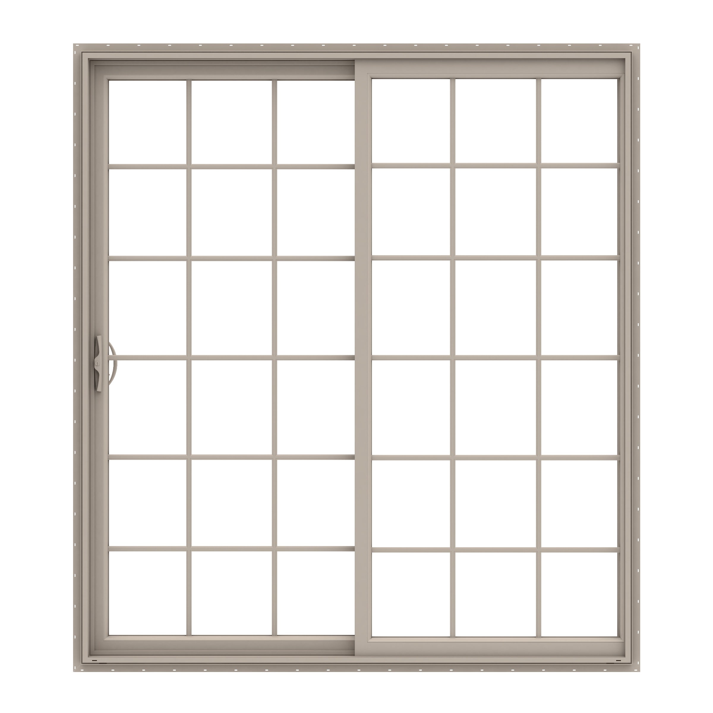 150 Series 60-in x 80-in Low-e Argon Grilles Between The Glass Fossil Vinyl Sliding Universal Double Patio Door in Brown | - Pella 1000010538