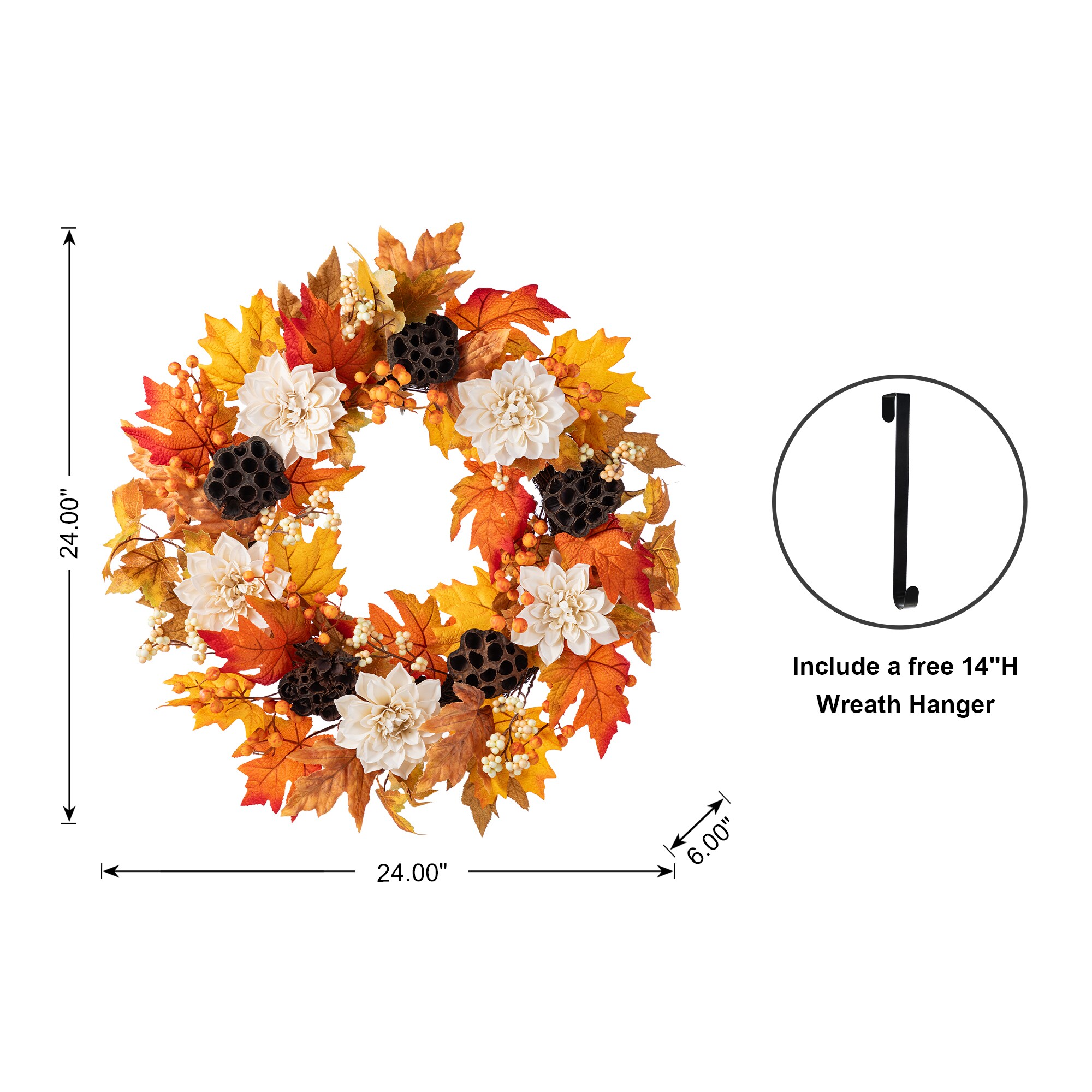 Glitzhome 2019500024 Artificial-Thanksgiving-Wreaths - View #4