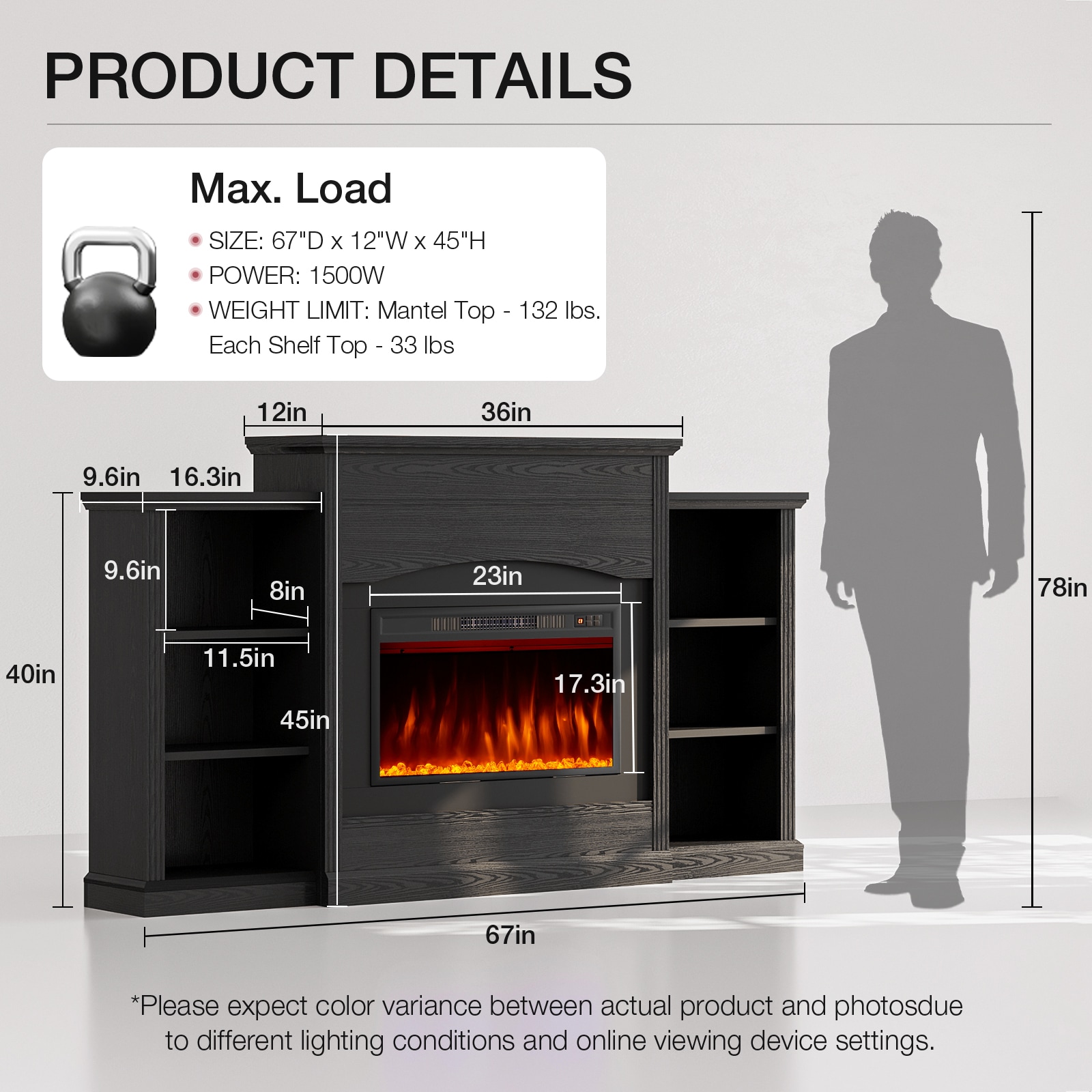 AOXUN H21015BR+H20015 Electric-Fireplaces - View #7