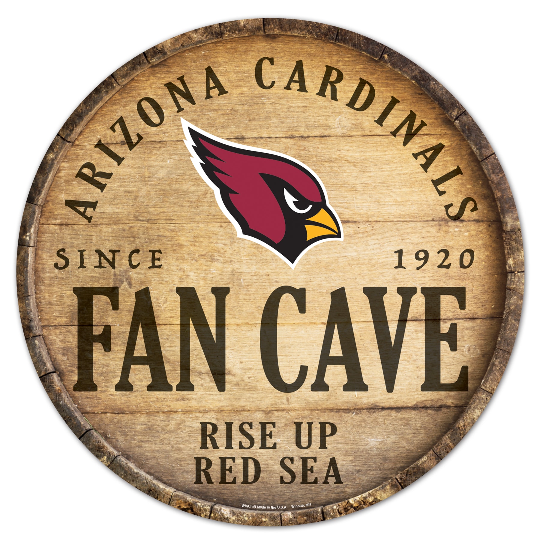 WinCraft Sports Arizona Cardinals NFL FAN CAVE SIGN 14-in x 14-in Wood Residential Sign