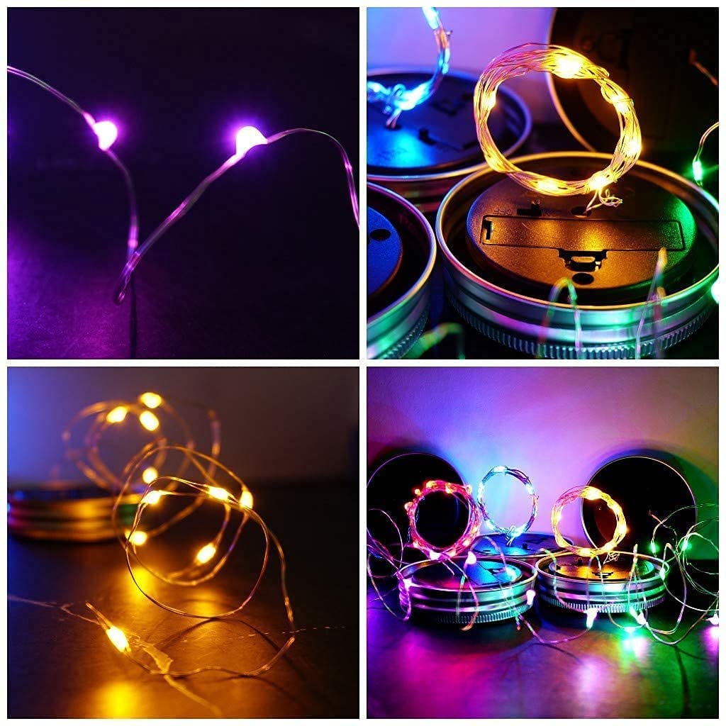 LAIFUCAM Solar Mason Jar Lights 10 Pack 20 LED Waterproof Outdoor Fairy ...
