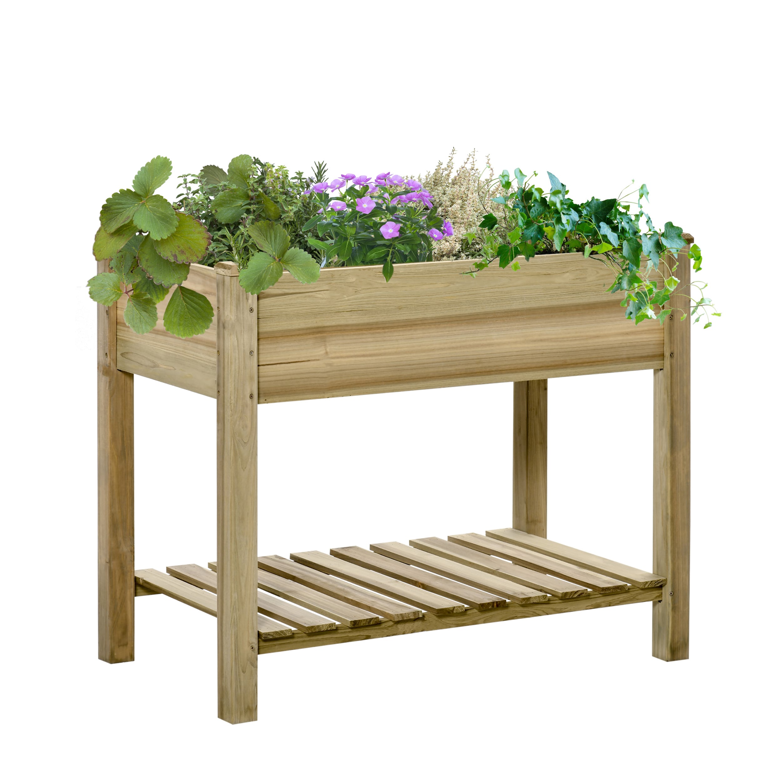 AHIOU HOME ZAAHG-P174430GB 20-in W x 35.75-in L x 30-in H Natural Wood Raised Planter Box
