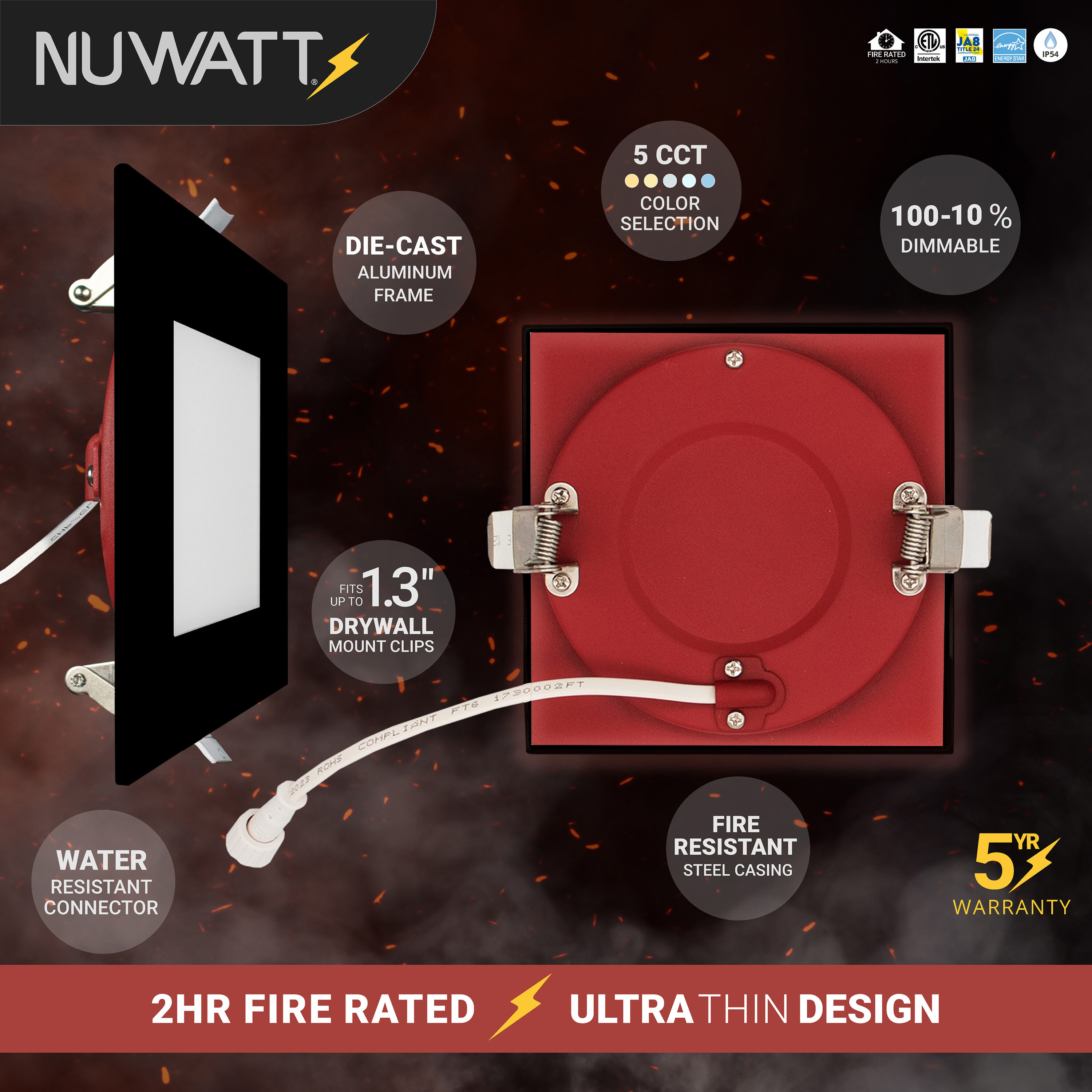 NUWATT PSQDL412W5CTFRBLK12P Led-Retrofit-Downlight - View #4