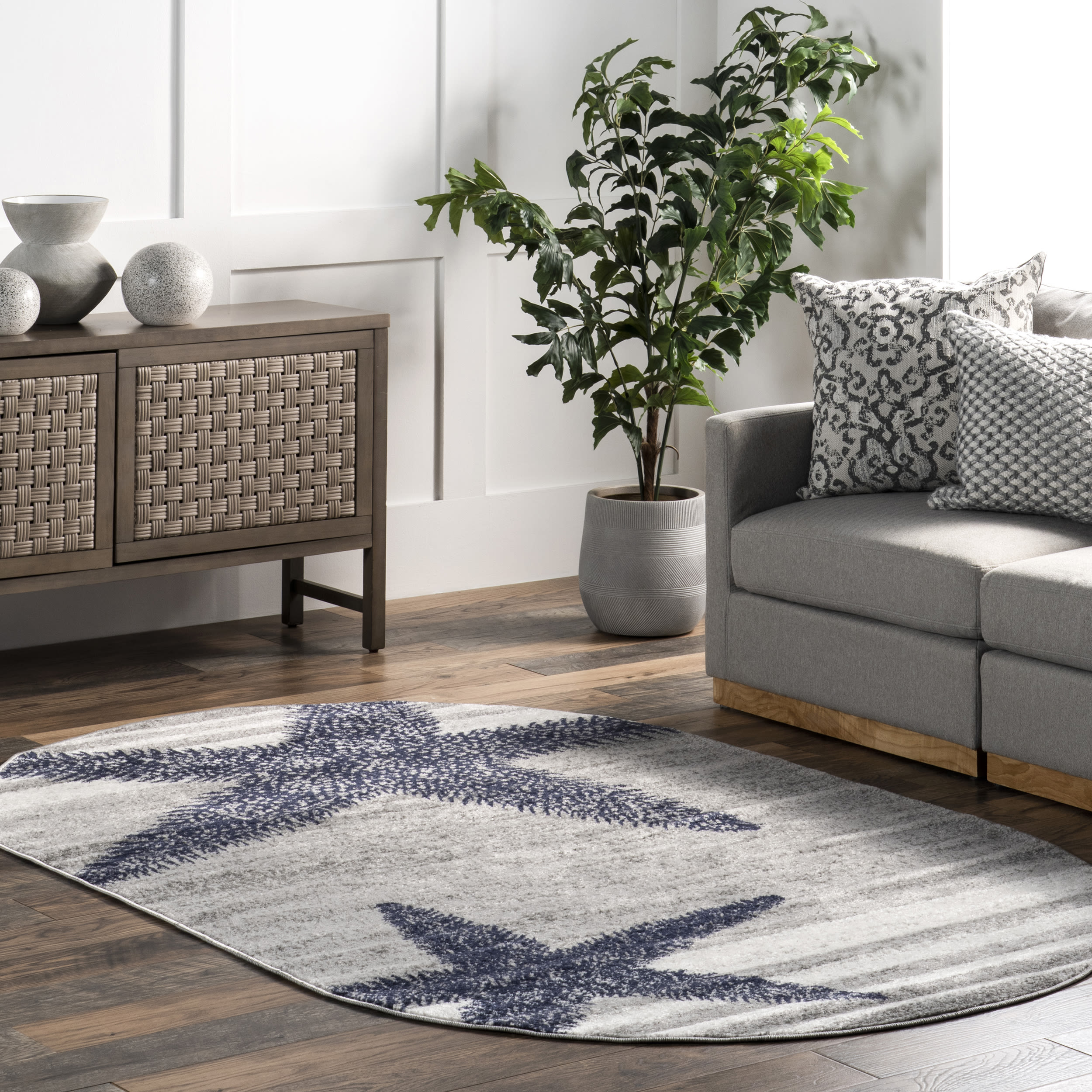 nuLOOM BDTP02A-O305 3 x 5 (ft) Loomed Polypropylene Gray Oval Indoor Geometric Area rug