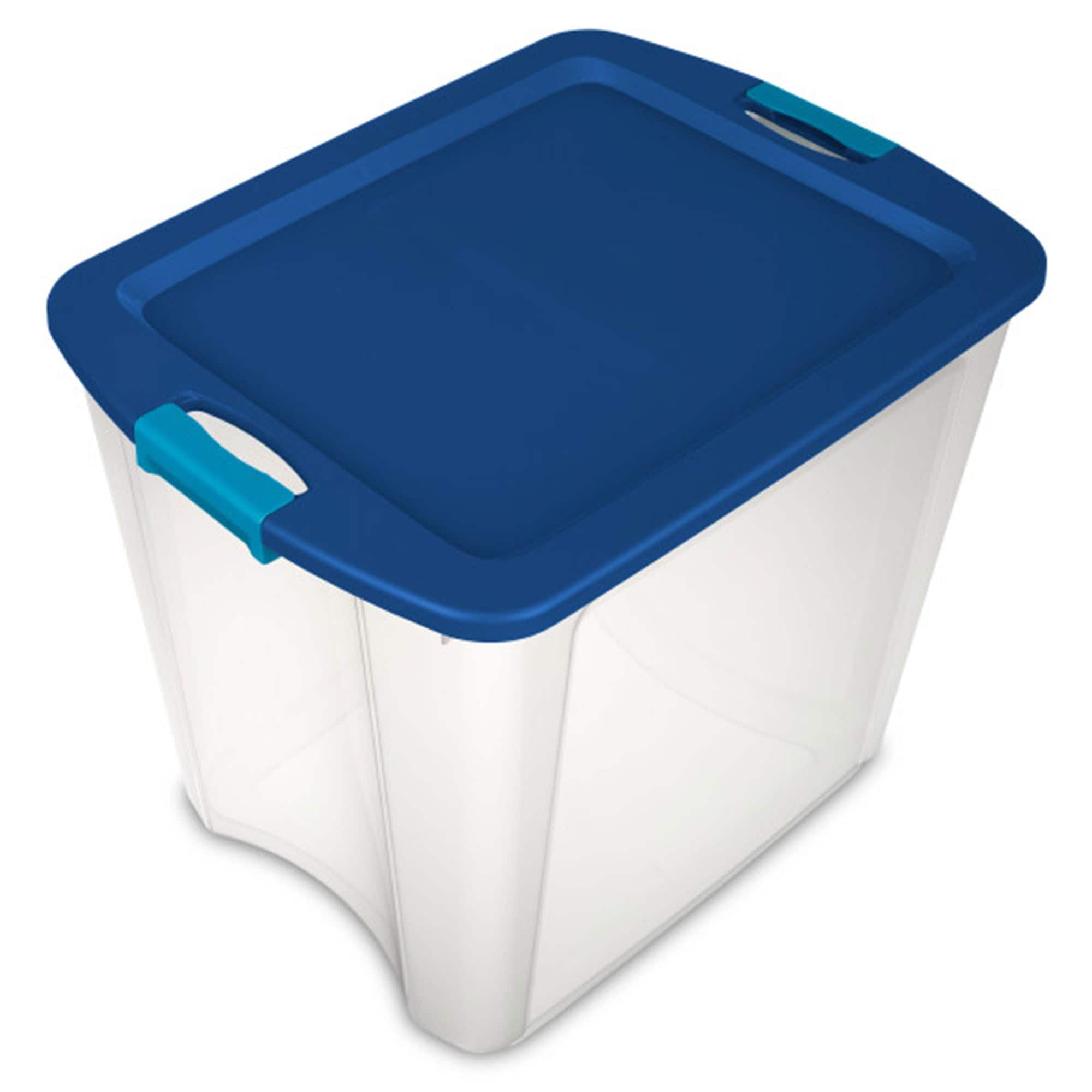 Sterilite DFP-AX-602544QTY-12 12-Pack Clear Plastic Storage Bins with Latching Lids and Full-Grip Handles - 27 Gallon