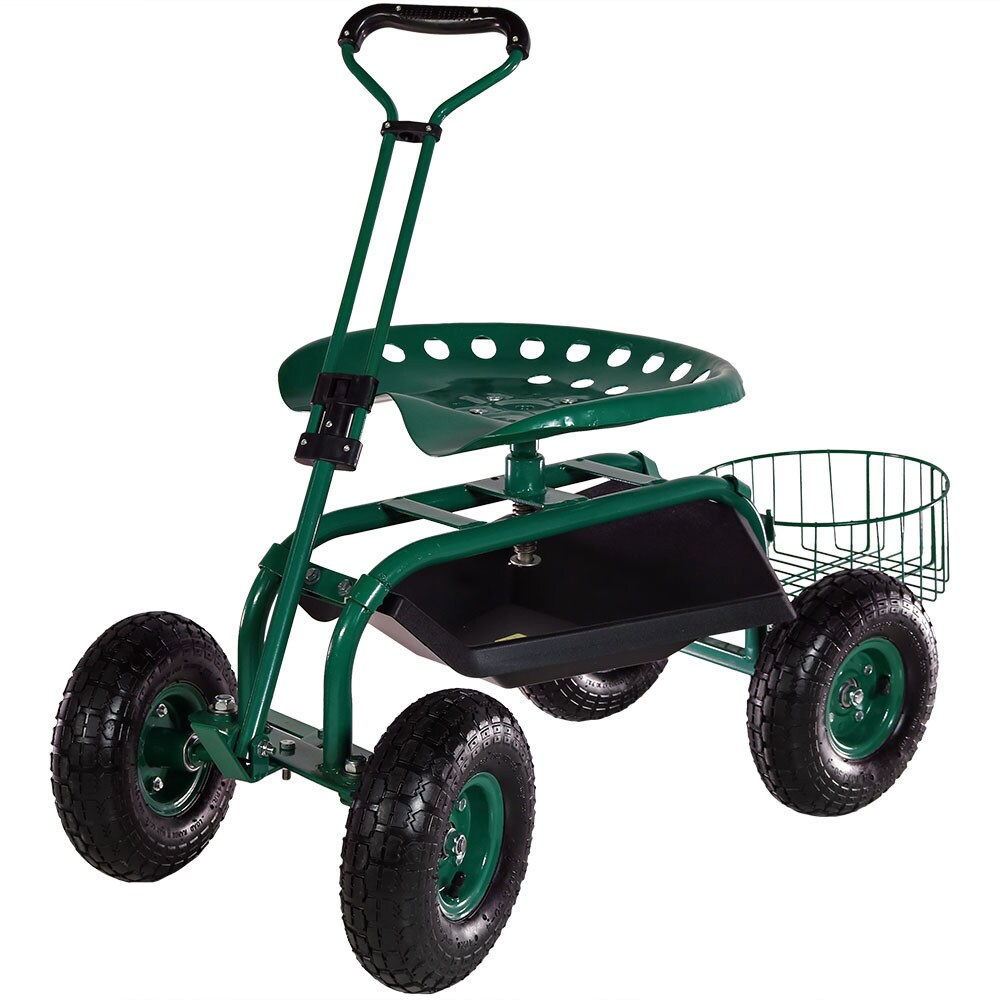 garden cart on wheels with seat