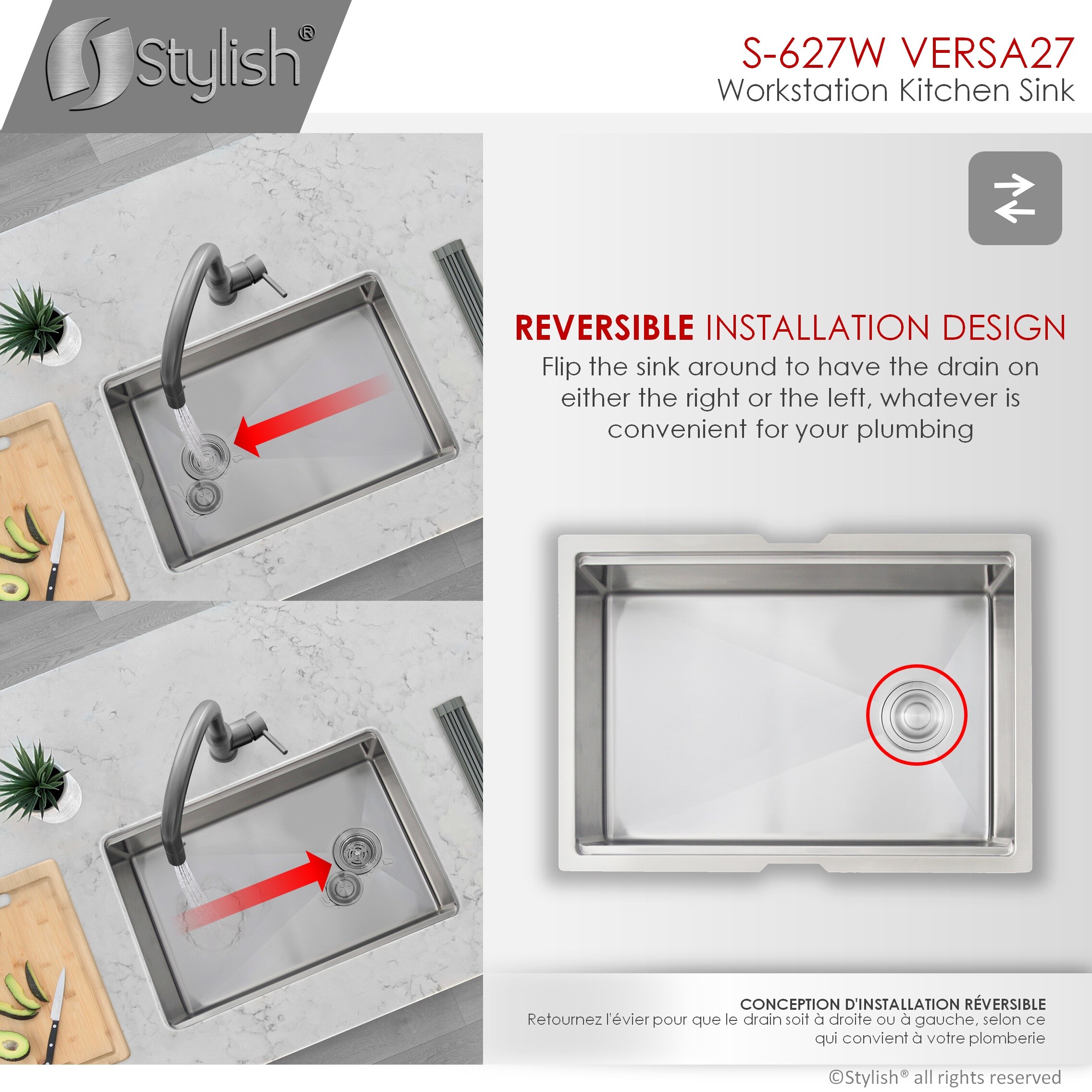 Stylish S-627W Kitchen-Sinks - View #13