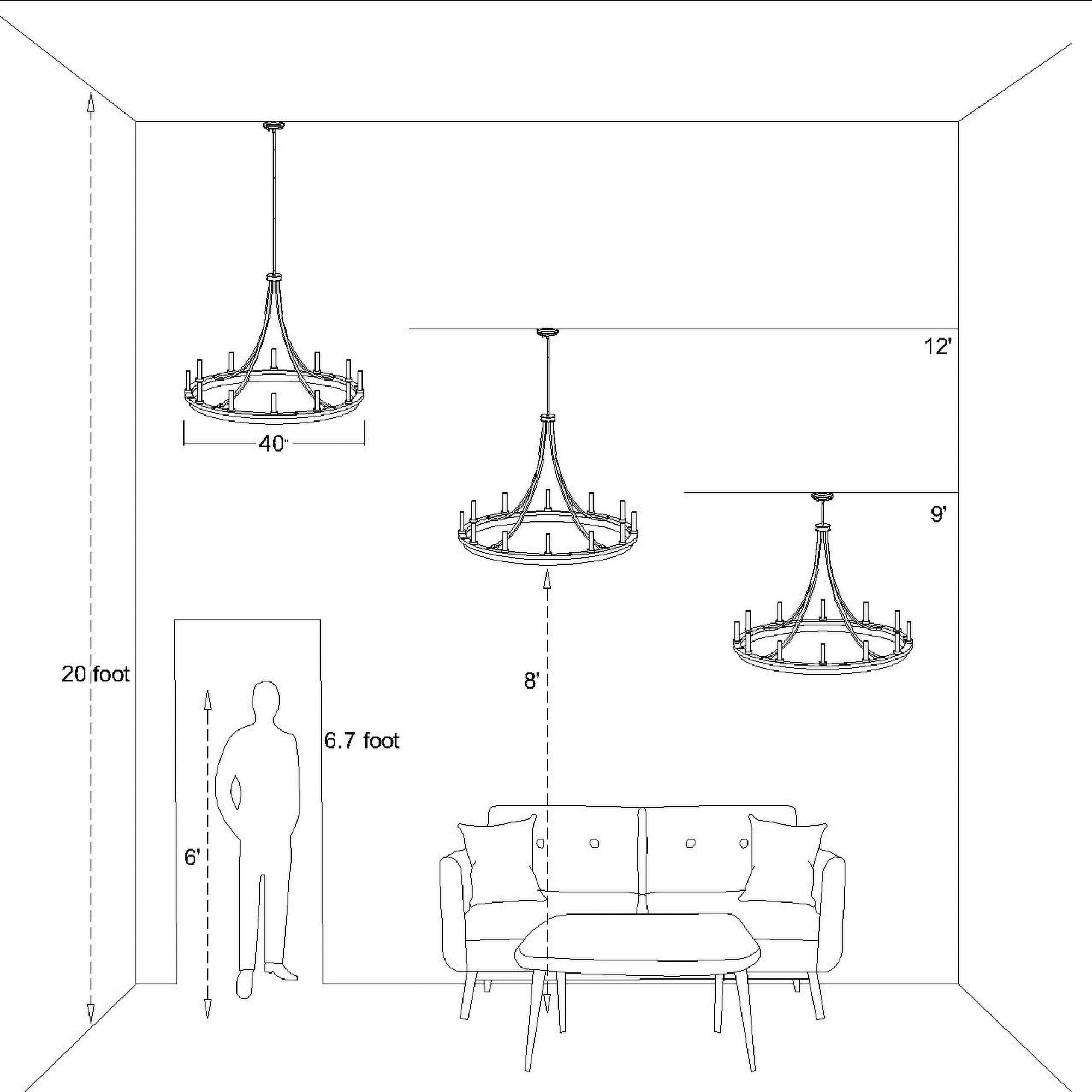 ACROMA Decatur 12-Light Matte Off-white Farmhouse Led Bare Bulb ...