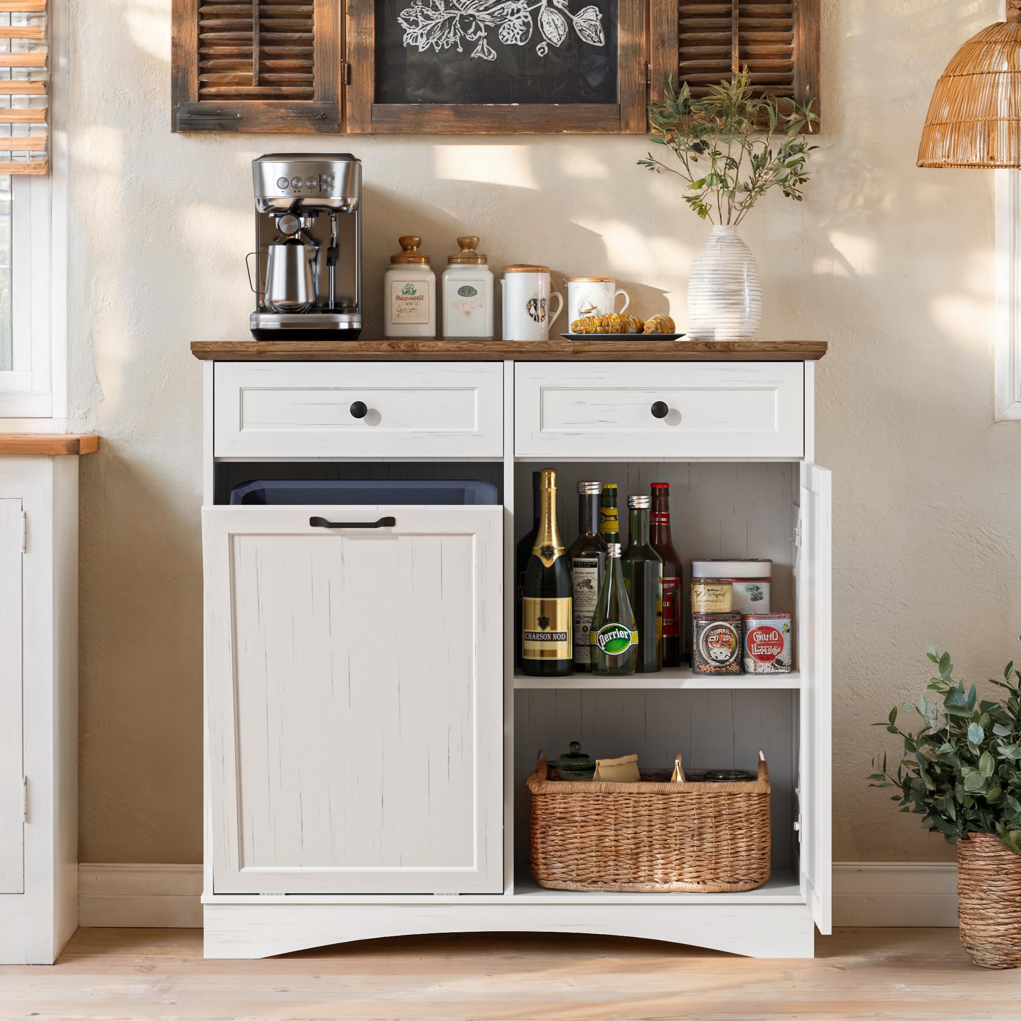 LTMATE LSN2409P1CT02WT White Wood Base with Wood Wood Top Kitchen Island ( 13.5-in x 39.7-in x 38.6-in )
