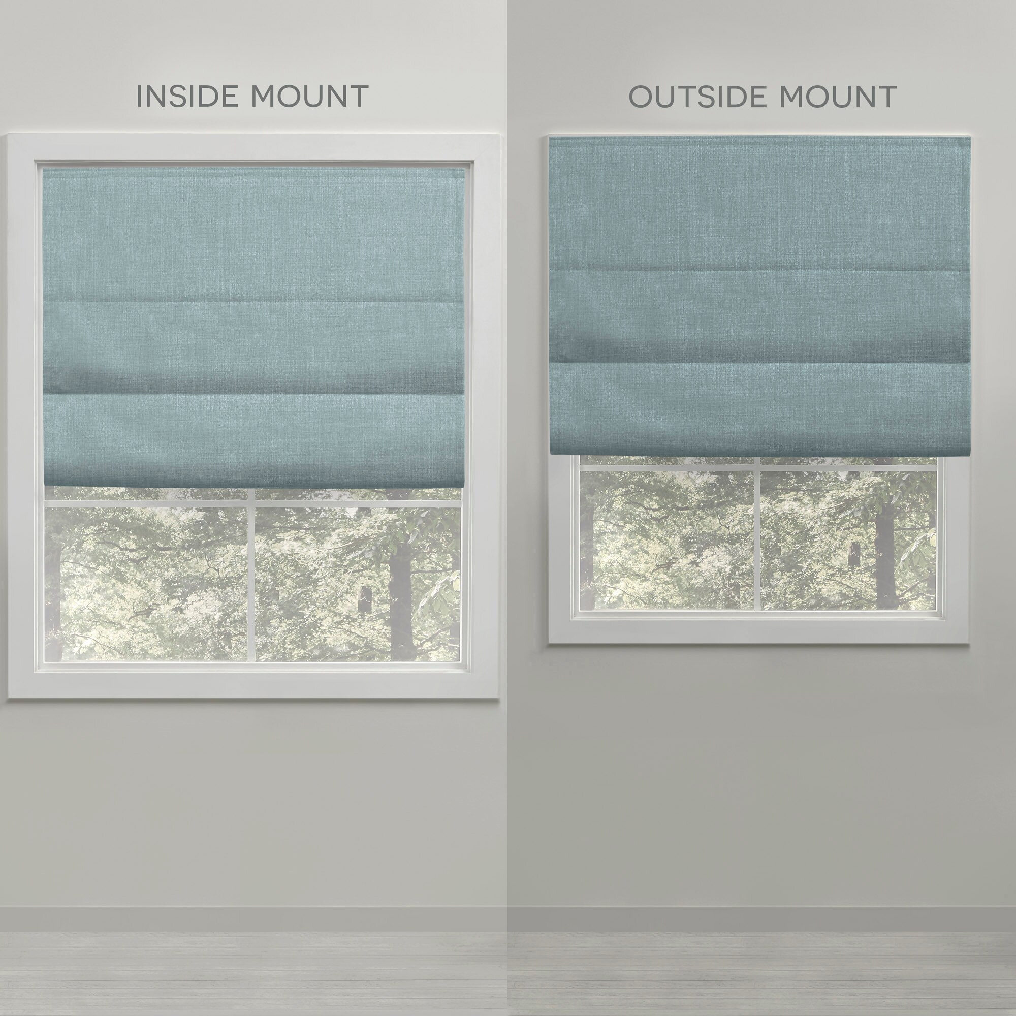 Acadia Aqua Cordless Blackout Roman Shade with Linen Fabric, 31" x 64"