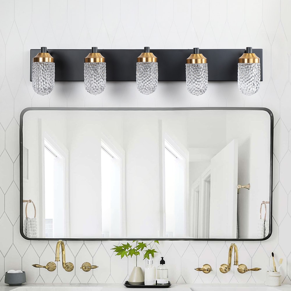 Sunrinx DD-30-CDL 31.5-in 5 -Light Black Integrated LED Vintage Vanity light