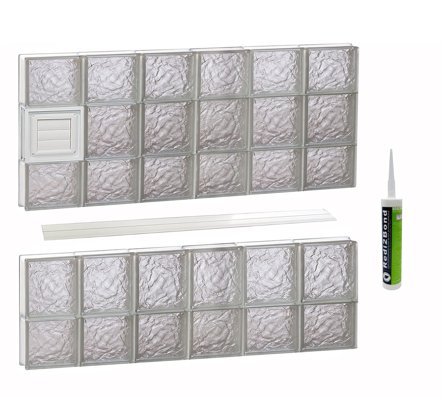 REDI2SET D4834IS Ice Glass 46-1/2-in x 32-3/4-in Frameless Replacement Dryer vent Glass Block Window