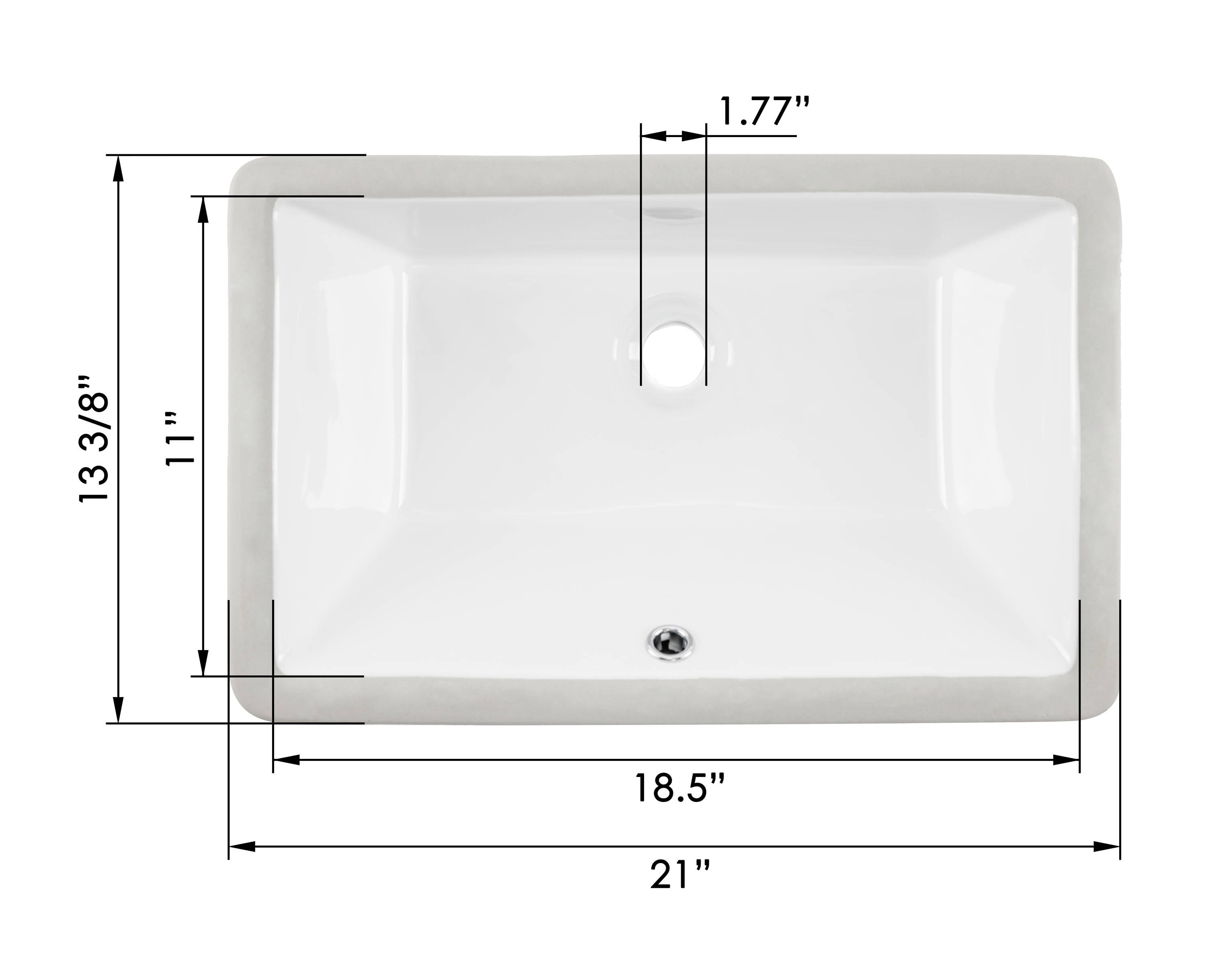 Superior Sinks White Glazed Porcelain Undermount Rectangular 