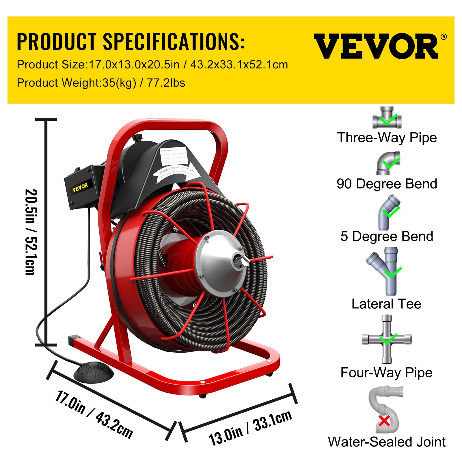 VEVOR Drain Auger 25 ft. Plumbing Snake Clog Remover with Drill Attachment  Protective Hose Gloves for Kitchen Bathroom Shower JXKSC25FT14INJ1BPV0 -  The Home Depot