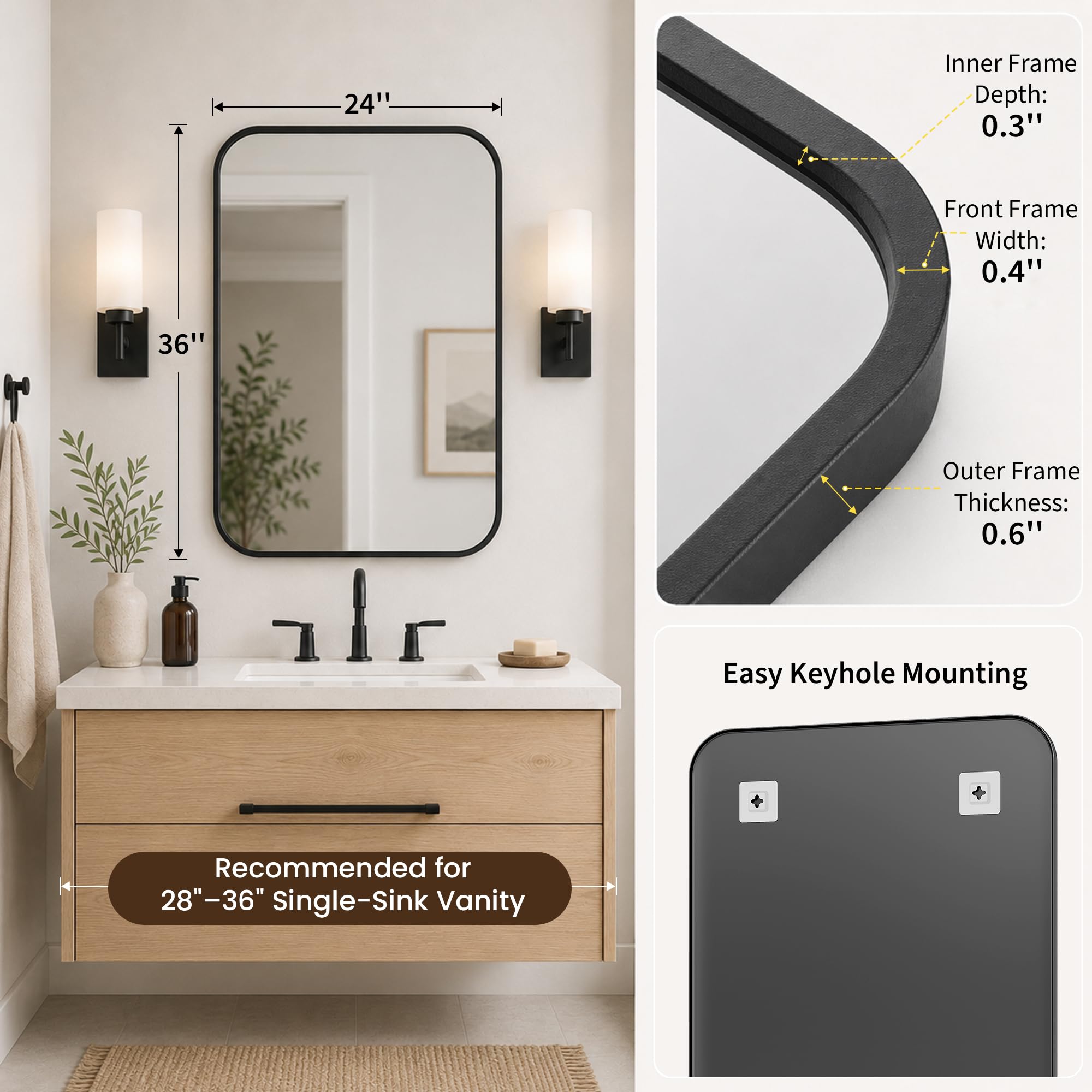 Phewnyzo LPW0711W099 Framed-Bath-Mirrors - View #2