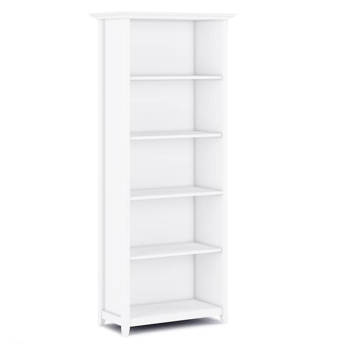 Amherst White Wood 5 Shelf Bookcase, Five Shelf Bookcase White
