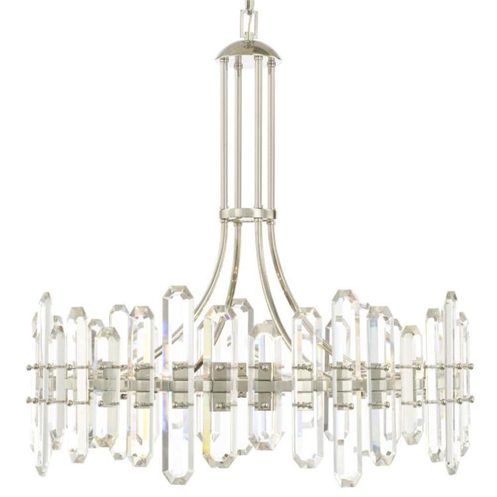 Crystorama BOL-8889-PN Bolton Polished Nickel Modern/contemporary Crystal For Use in Bedrooms, Dining Rooms, Foyers, Kitchens, Living Rooms Chandelier
