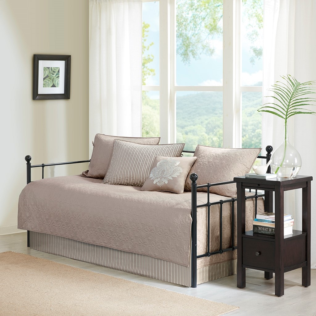 LUXEYARD 6 Piece Reversible Daybed Cover Set Khaki Daybed