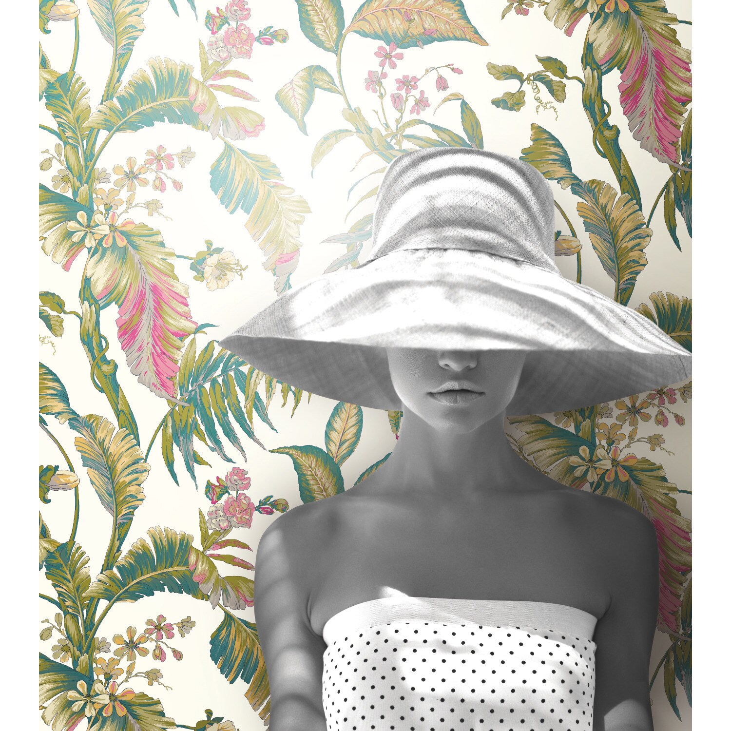 York Wallcoverings AT7092 Best Seller 60.8-Sq. Feet White Non-woven Ivy/Vines Prepasted Water Activated Paste Wallpaper