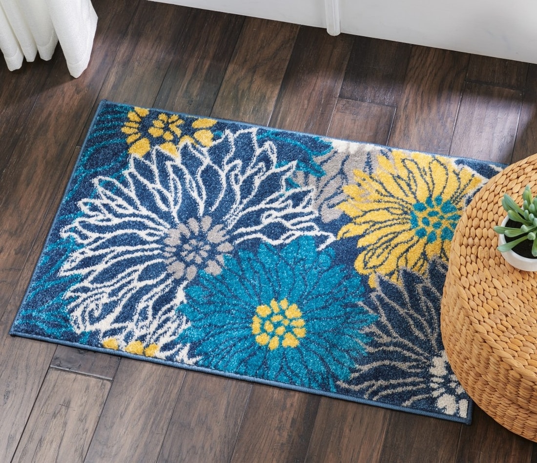 HomeRoots 2 X 3 (ft) Blue Indoor Floral Area Rug in the Rugs department ...