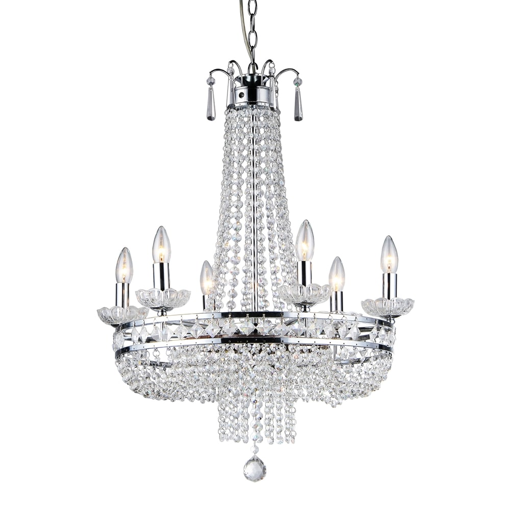 Home Accessories Inc RL5577 7 -Light Chrome Transitional Crystal For Use in Bedrooms, Dining Rooms, Foyers, Kitchens, Living Rooms Chandelier