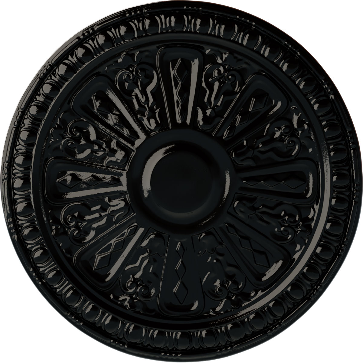 Ekena Millwork CM18RA2BPS Raymond 18-in W x 18-in L Painted Black Pearl Polyurethane Whole Ceiling Medallion
