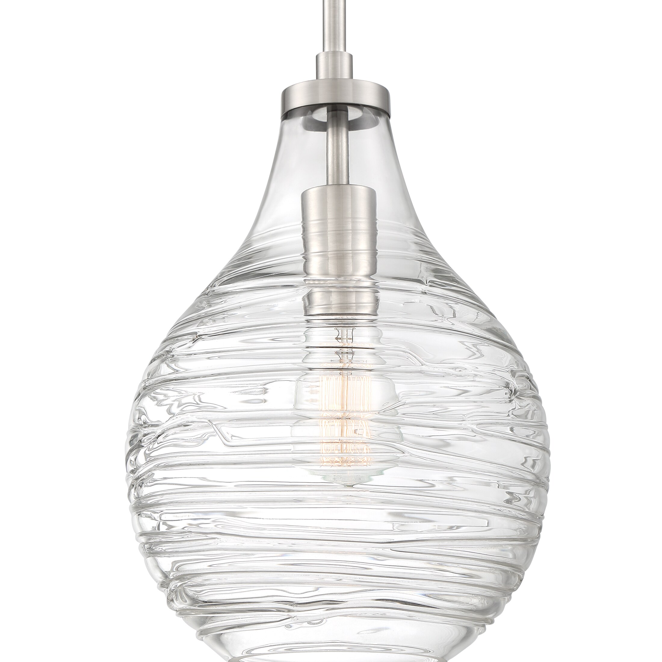 Genie Brushed Nickel Mini Pendant with Clear Glass Shade