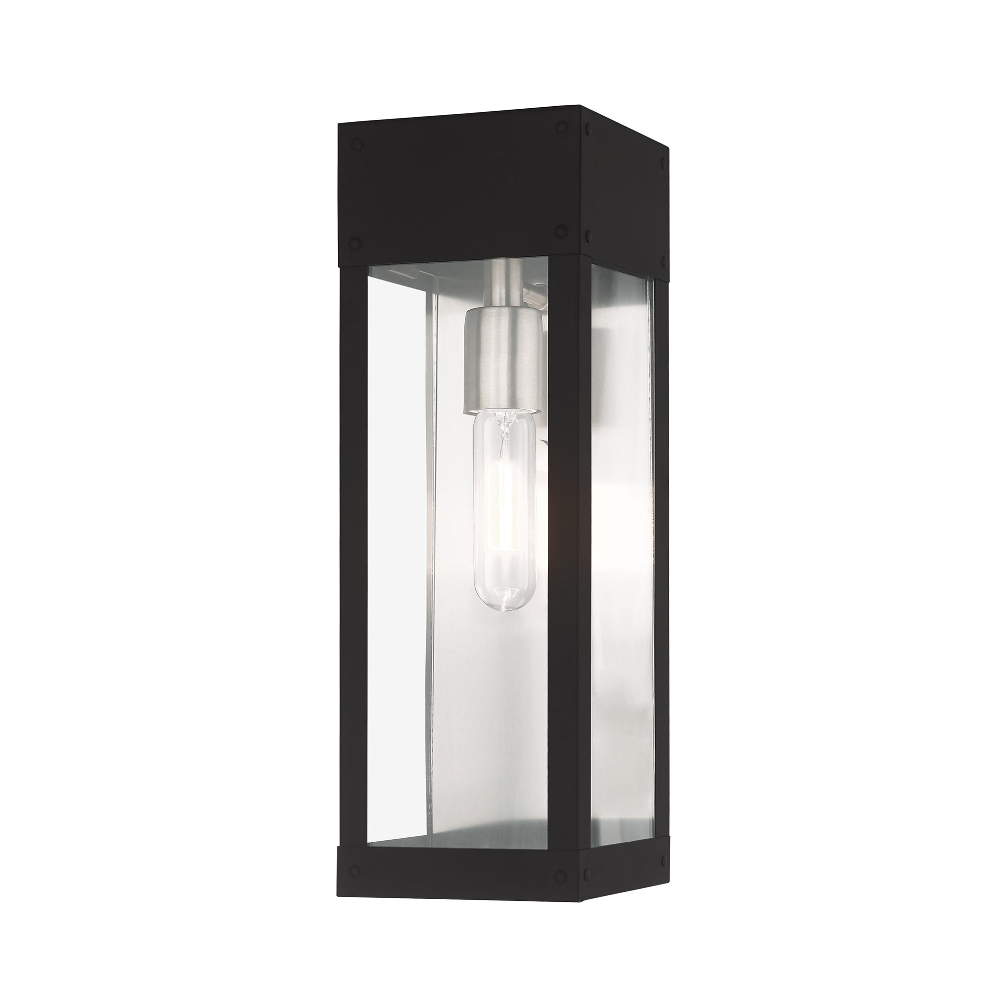 Livex Lighting 20873-04 Barrett 1 -Light 15-in H Matte Black Hardwired Outdoor Wall Light