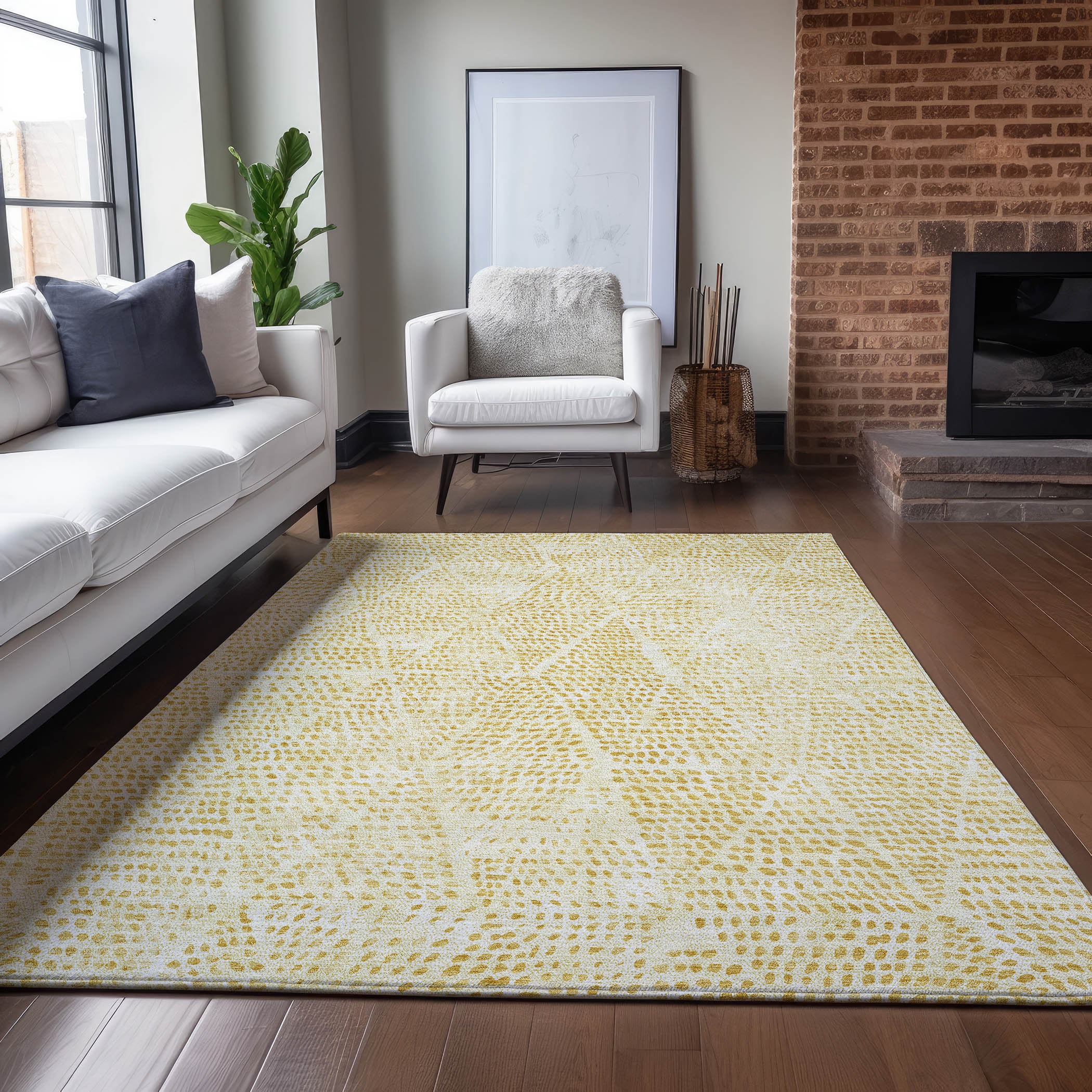 Addison Rugs ACN591WH8X10 Chantille ACN591WH 8 x 10 (ft) Polyester Wheat Rectangular Indoor/Outdoor Geometric Machine washable Area rug