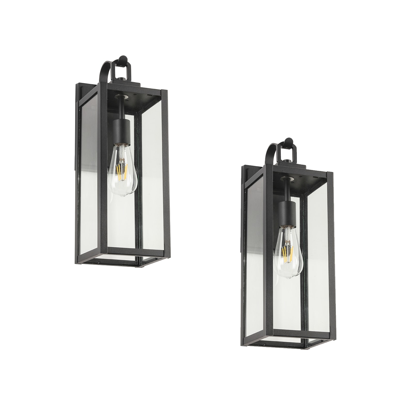 Flynama W104146353 Outdoor Wall Lights 2 -Pack 2 -Light 18.9-in H Matte Black Hardwired Outdoor Wall Light