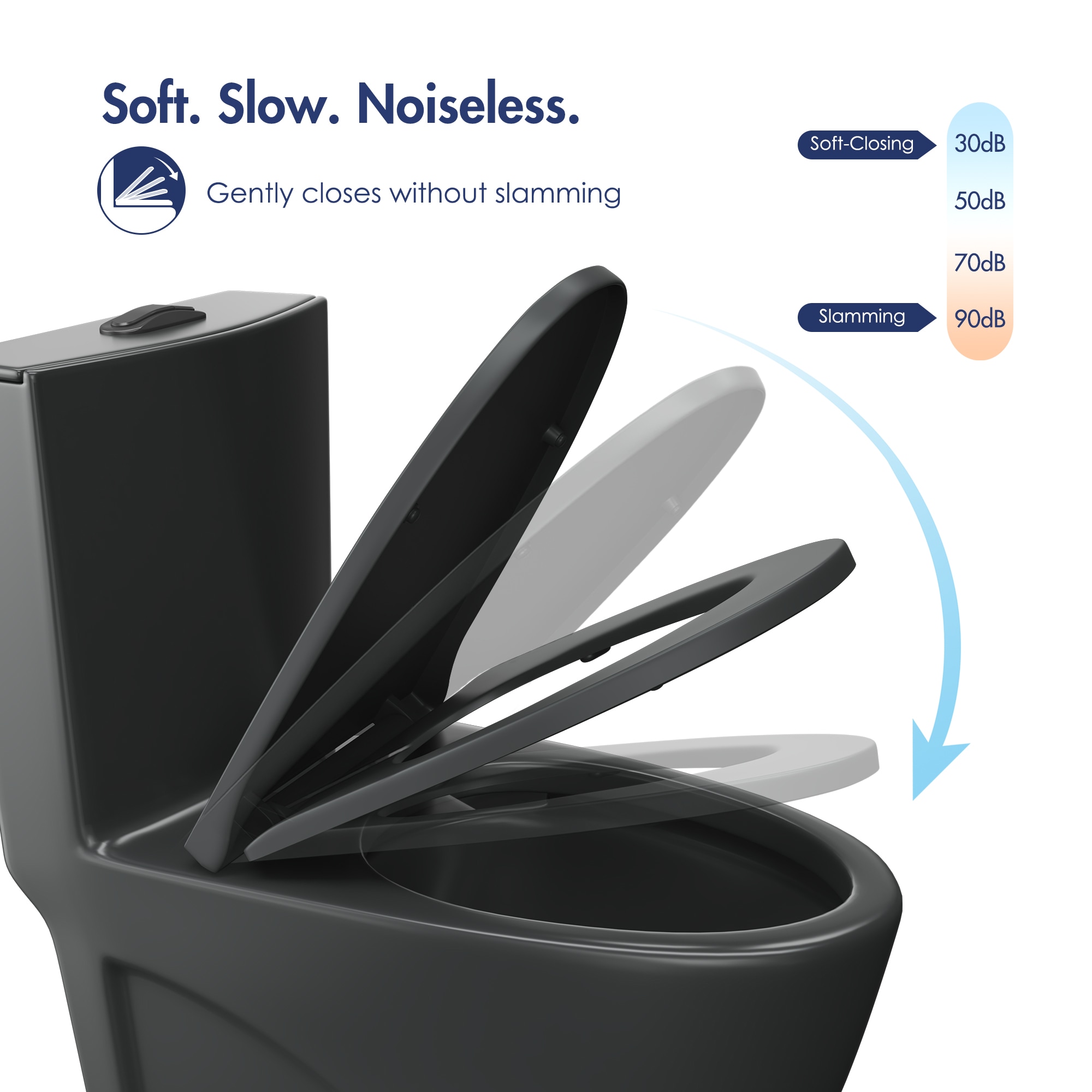 Reno Matte Black Elongated Dual Flush One-Piece Toilet