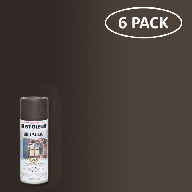 Rust-Oleum Stops Rust 6-Pack Gloss Oil Rubbed Brown Metallic Spray Paint  (NET WT. 11-oz) in the Spray Paint department at
