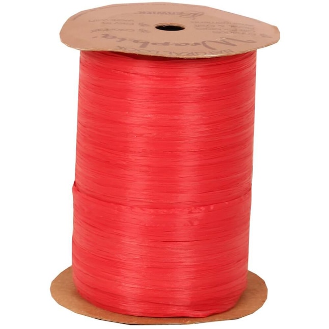 JAM Paper Raffia Ribbon, Red, 100 Yards - Solid Red Wraphia Ribbon