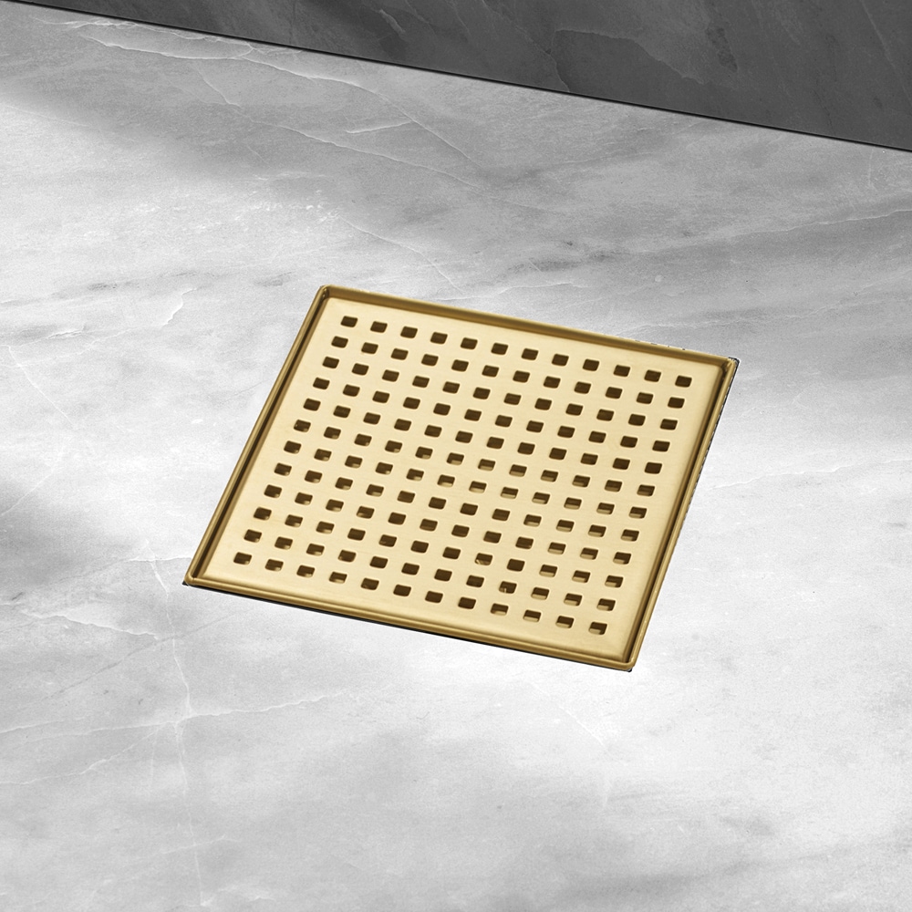 ELEGANTE DRAIN COLLECTION Square Hole Pattern Cover 6-in x 6-in Gold ...